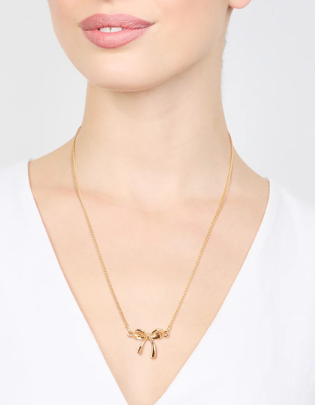 Gold Plain Bow Necklace - Image 2