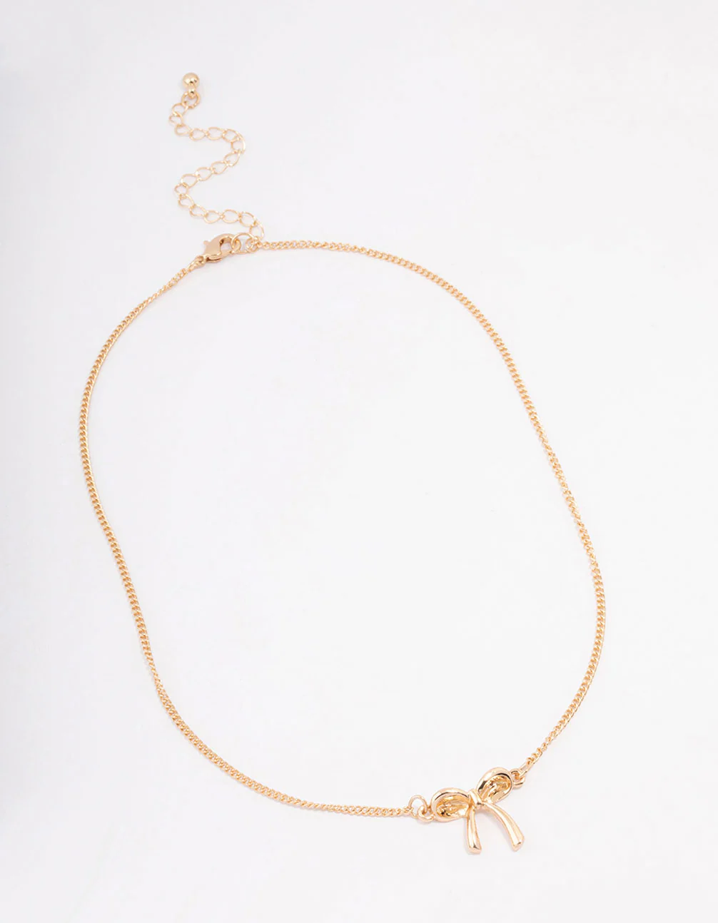 Gold Plain Bow Necklace - Image 4