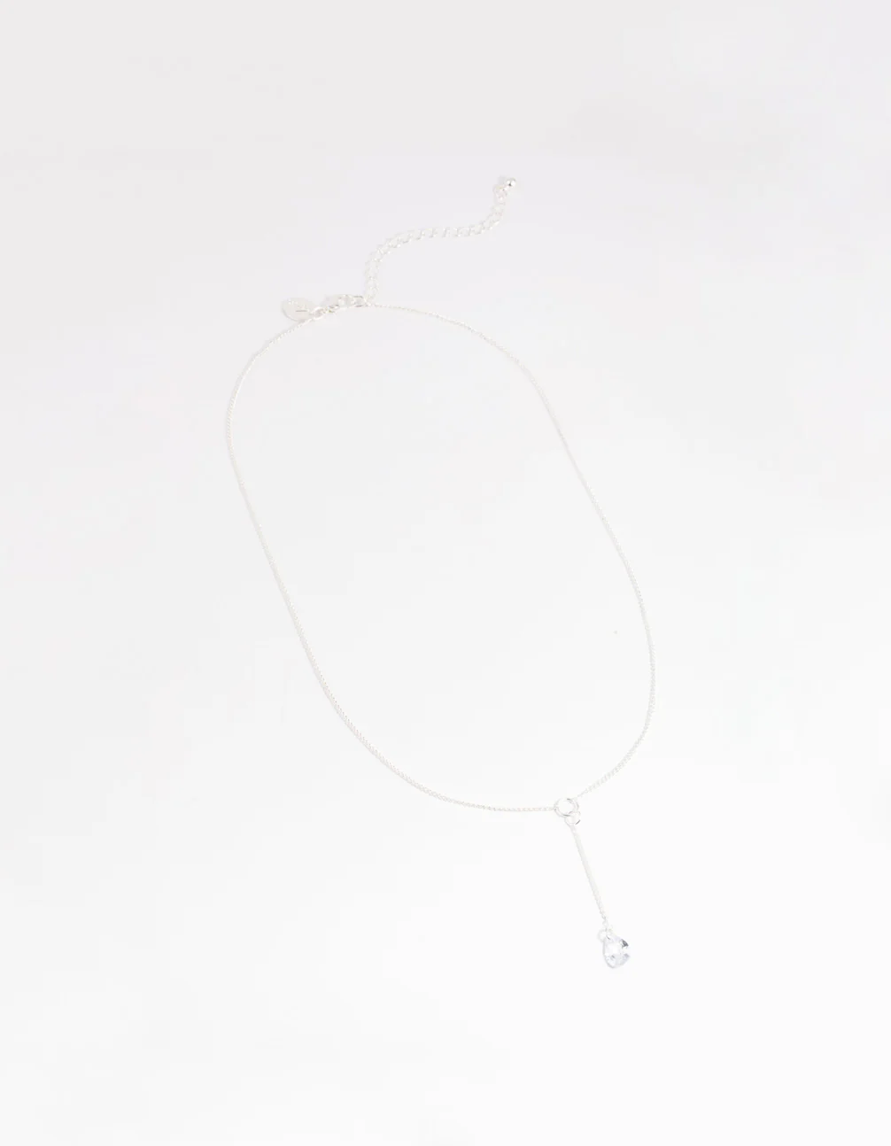Silver Diamante Lariat Necklace - Image 2
