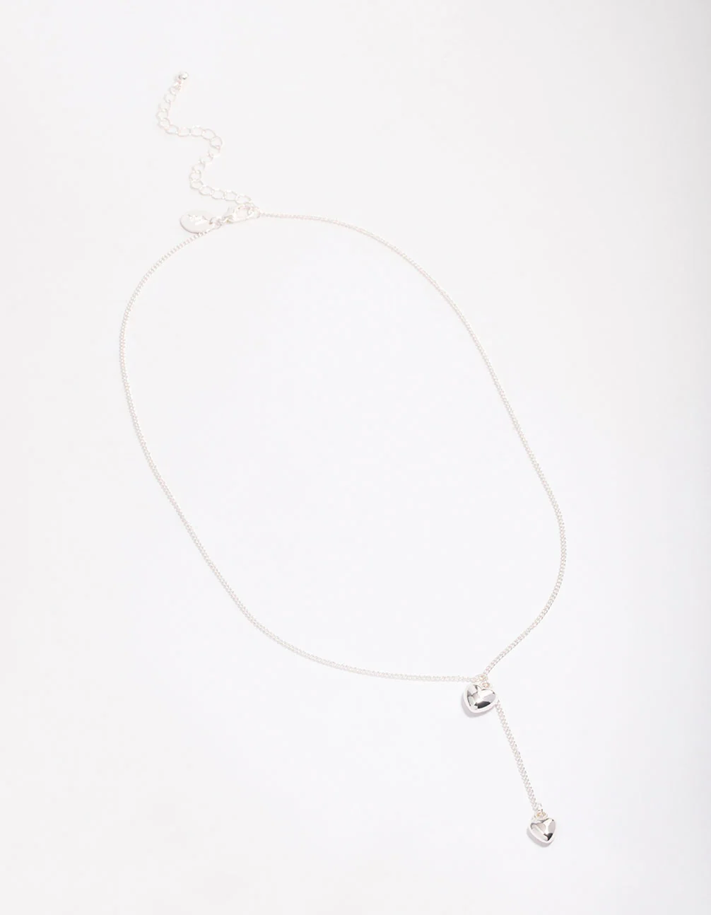 Silver Puffy Heart Drop Necklace - Image 2