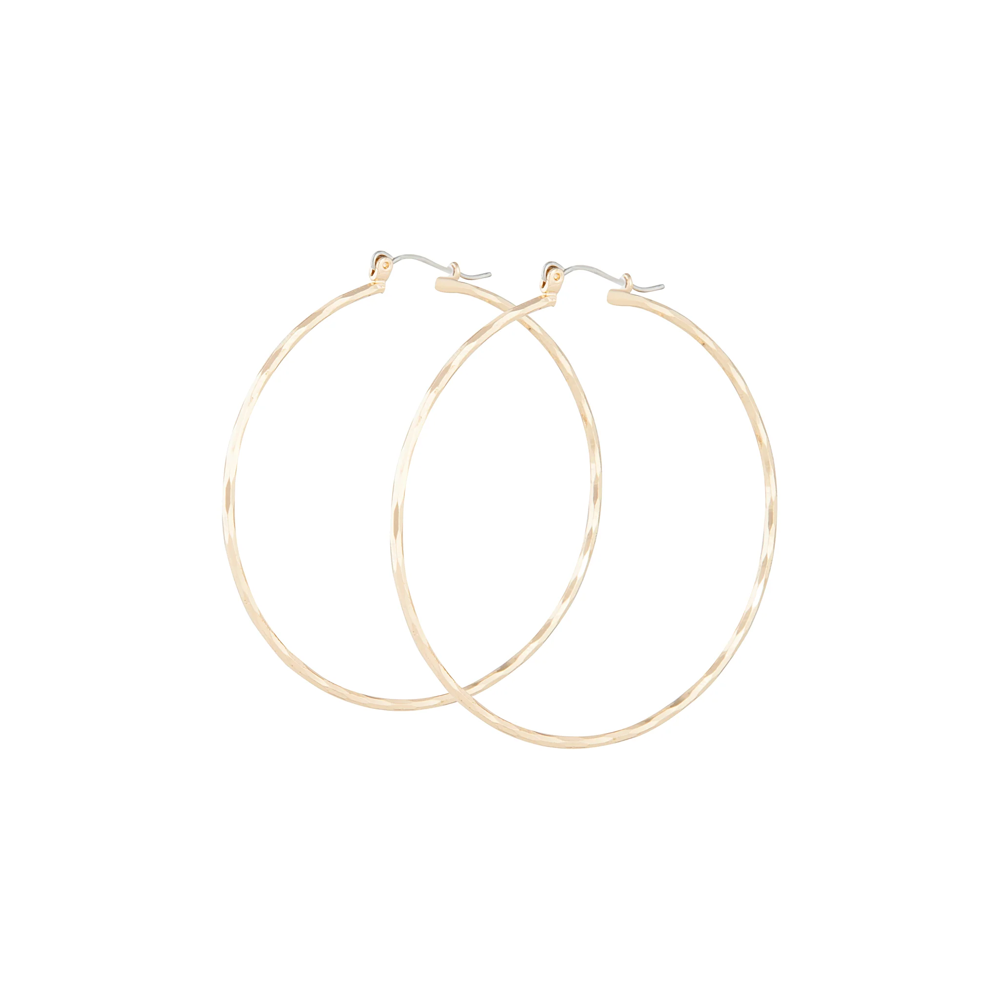 Gold Diamond Cut Hoop Earrings - Image 2