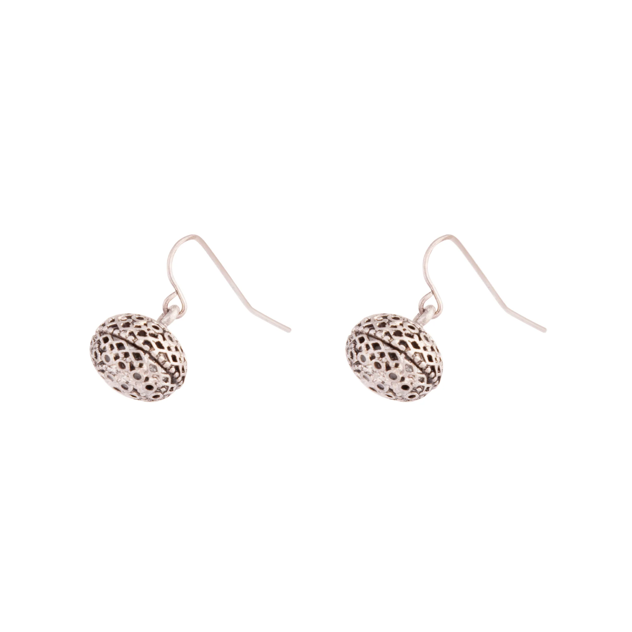 Antique Silver Ball Drop Earrings - Image 2