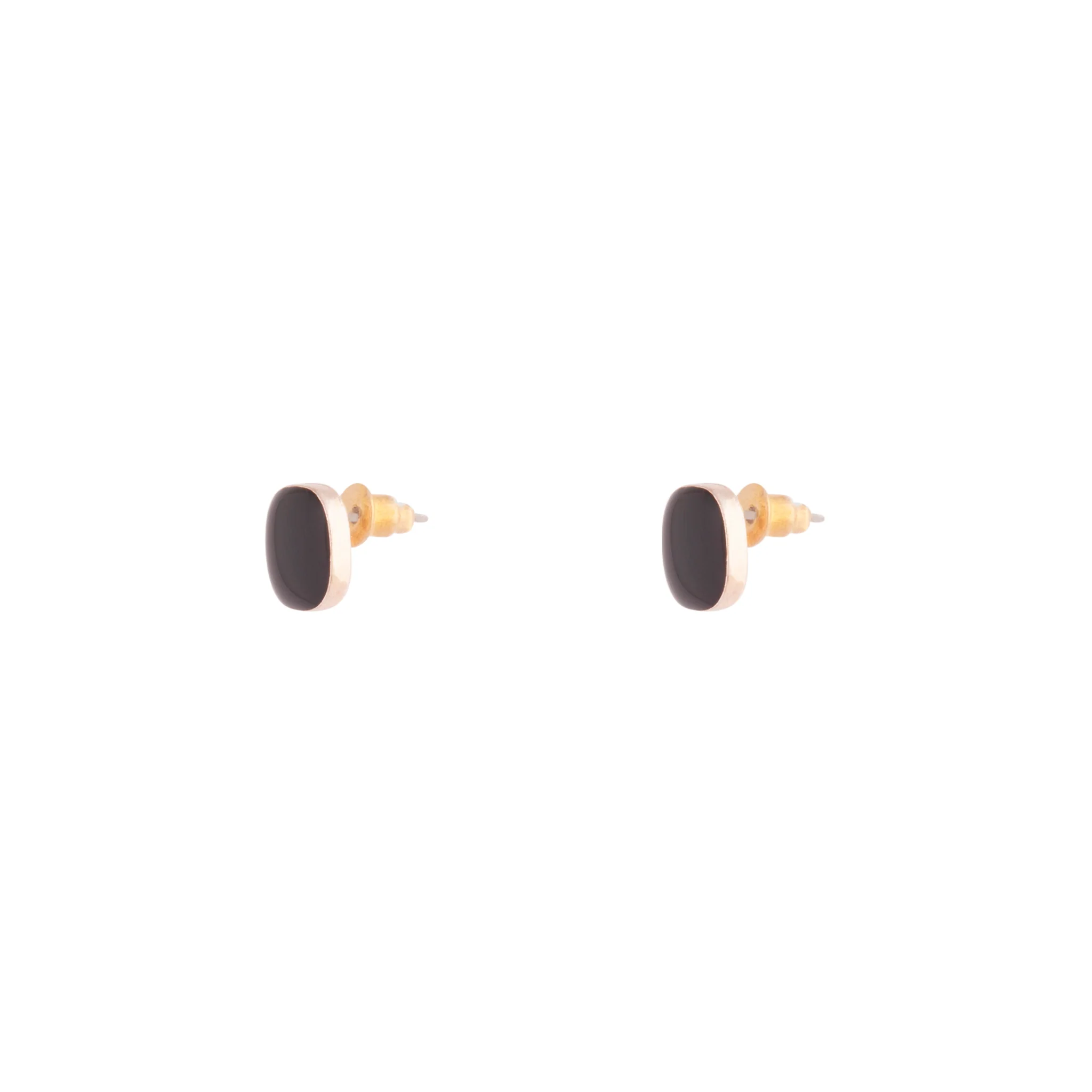 Rose Gold Round Square Stud Earrings - Image 2