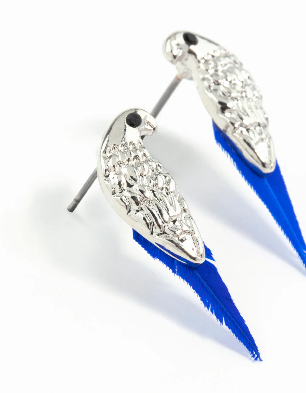 Mini Bird Blue Feather Stud Earrings - Image 3