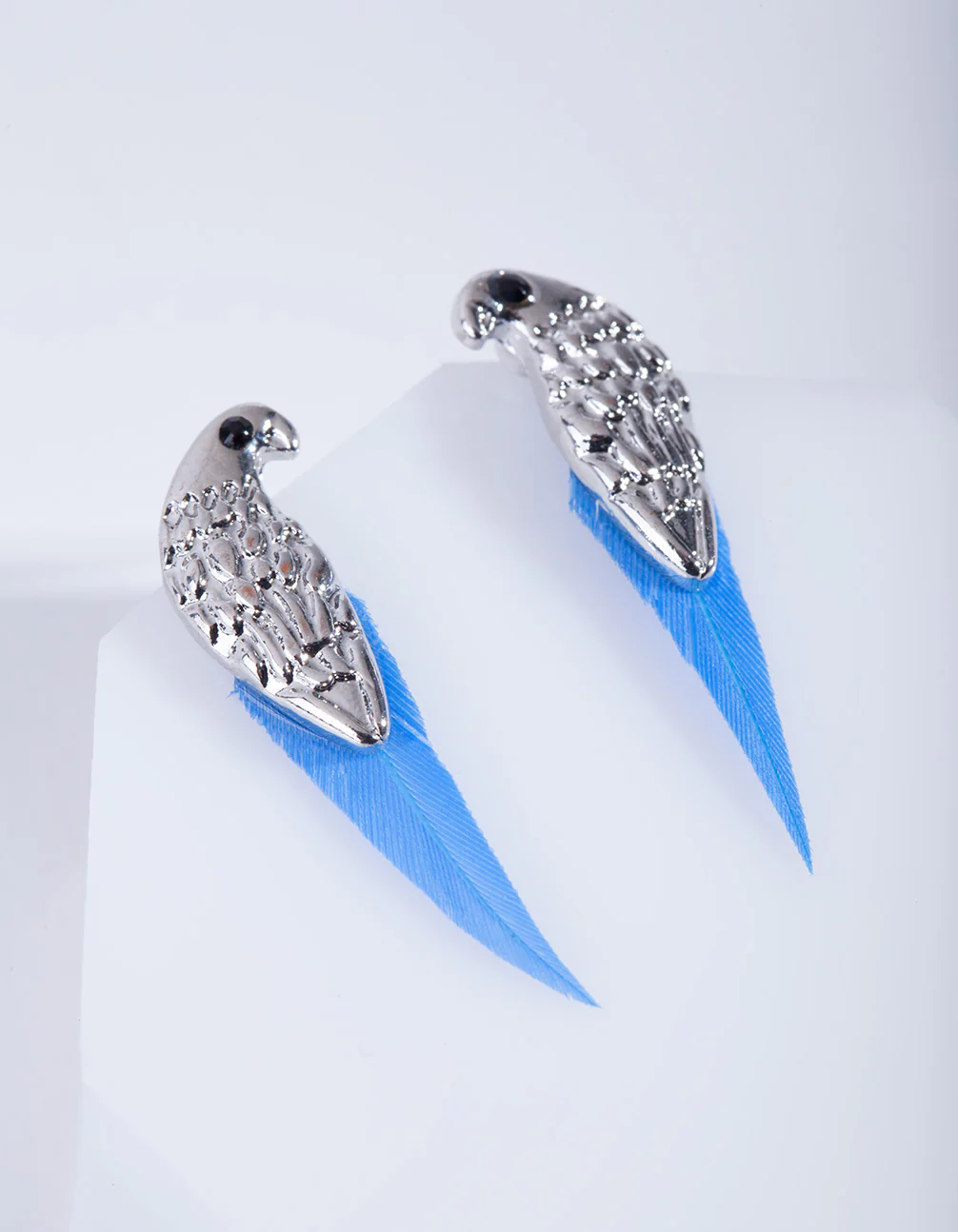 Mini Bird Blue Feather Stud Earrings - Image 6