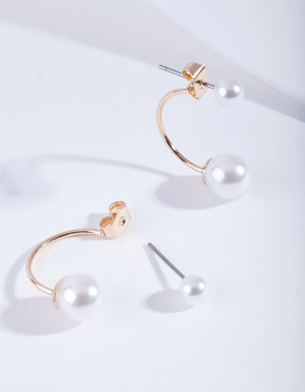 Faux Pearl Double Jacket Earrings - Image 2