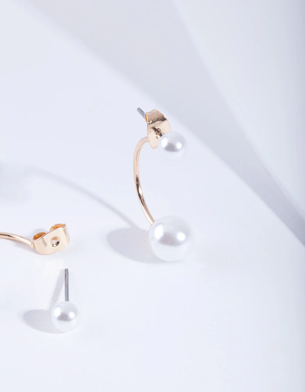 Faux Pearl Double Jacket Earrings - Image 3
