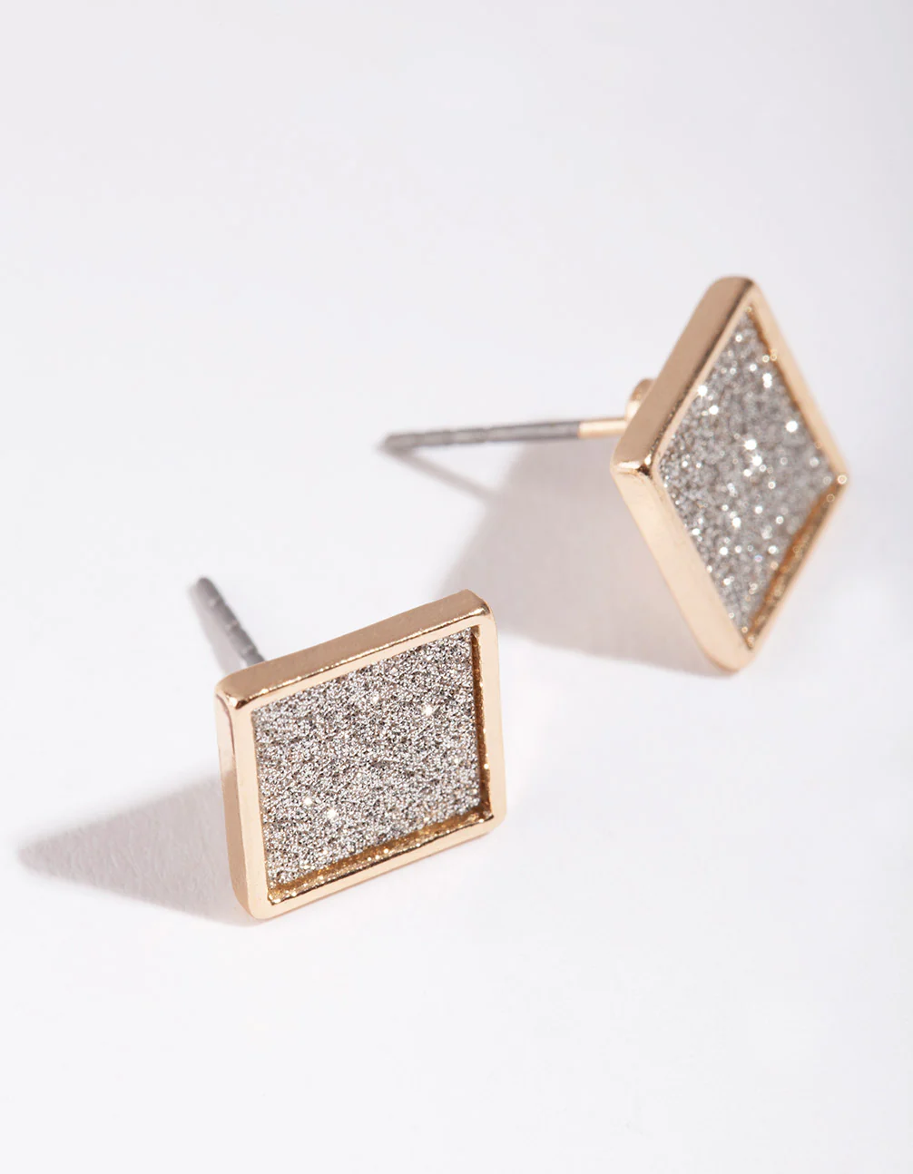 Gold Glitter Paper Inlay Square Earrings - Image 2