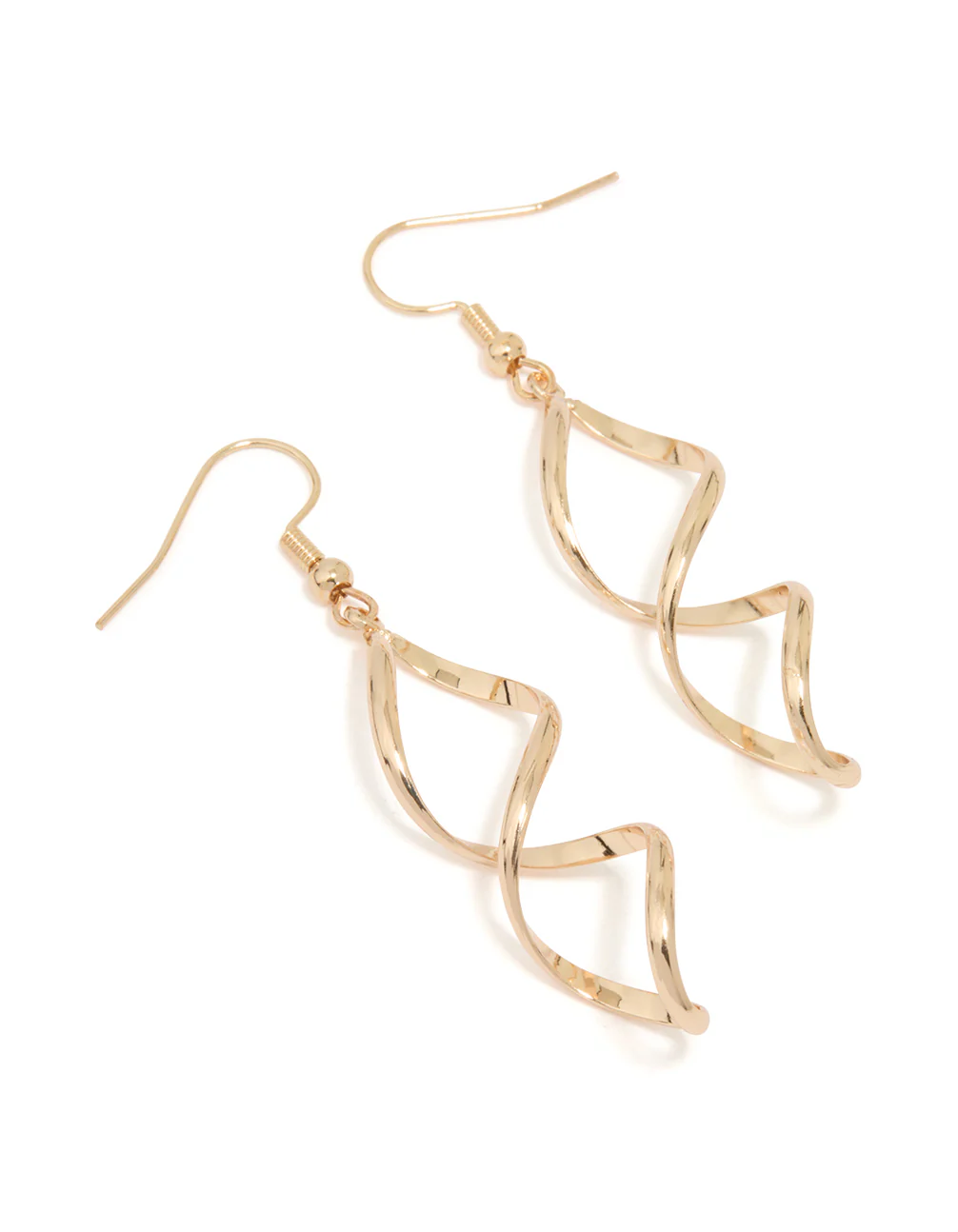 Gold Wave Drop Earrings - Image 2