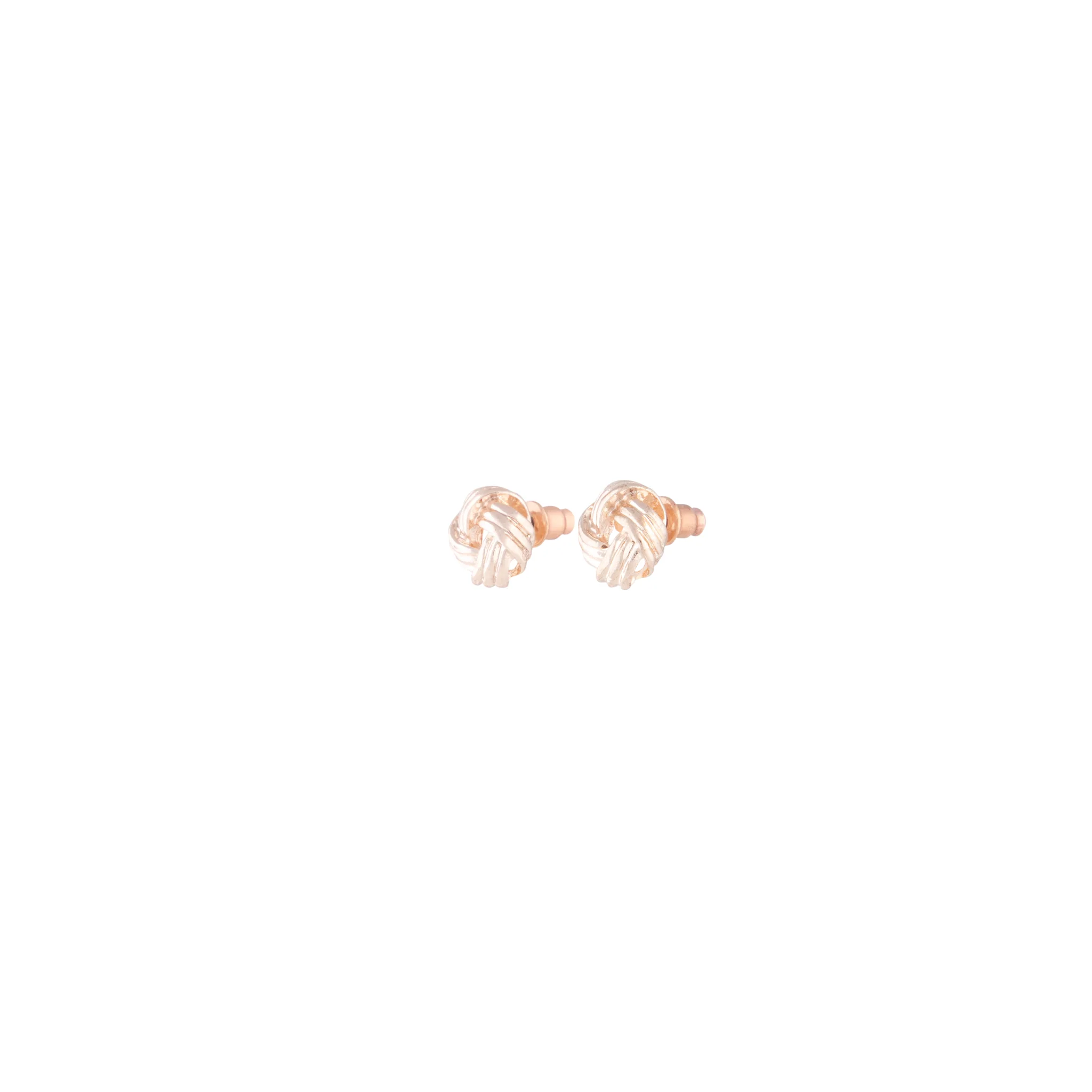 Rose Gold Texture Knot Stud Earrings - Image 2