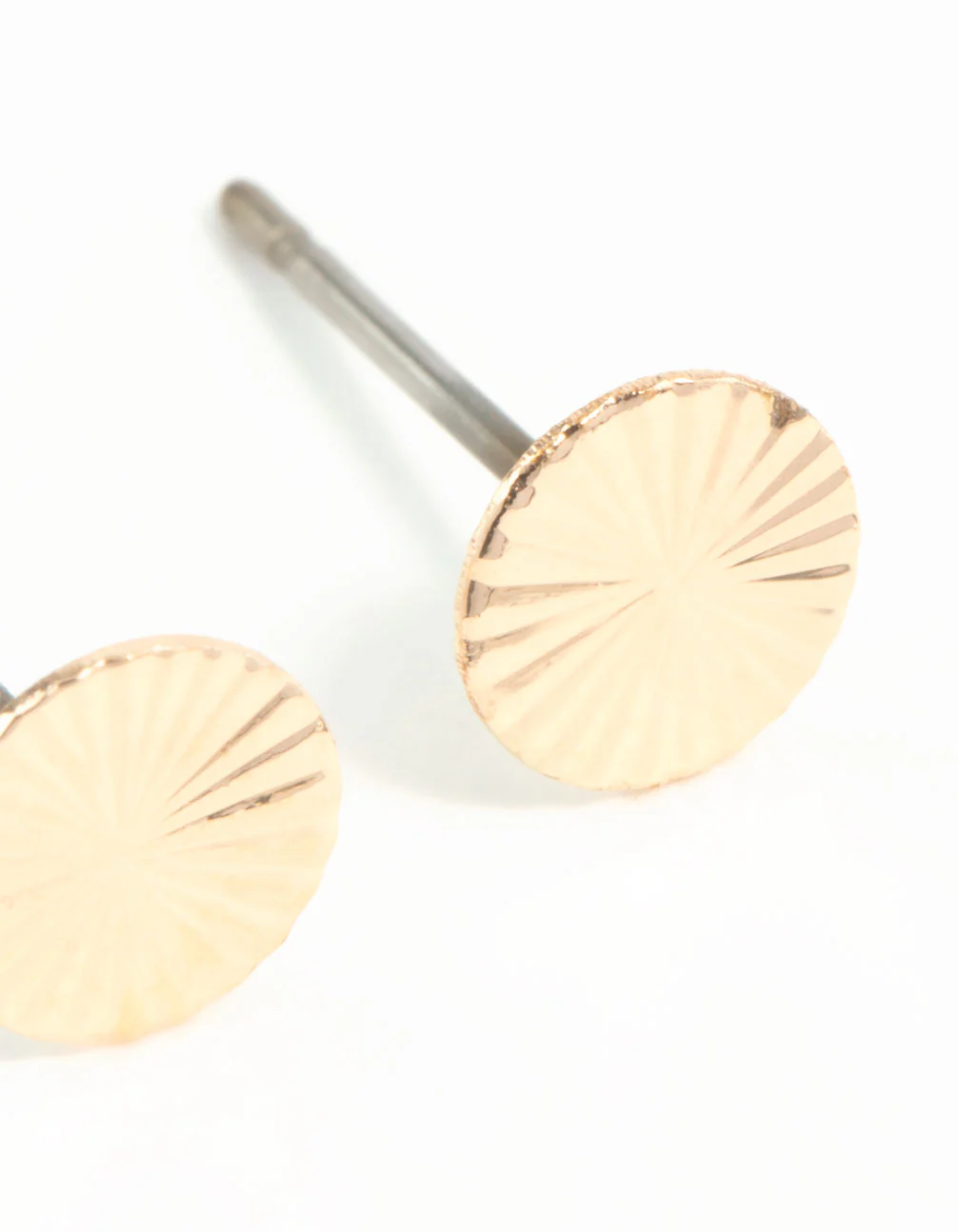 Gold Textured Wheel Stud Earrings - Image 3