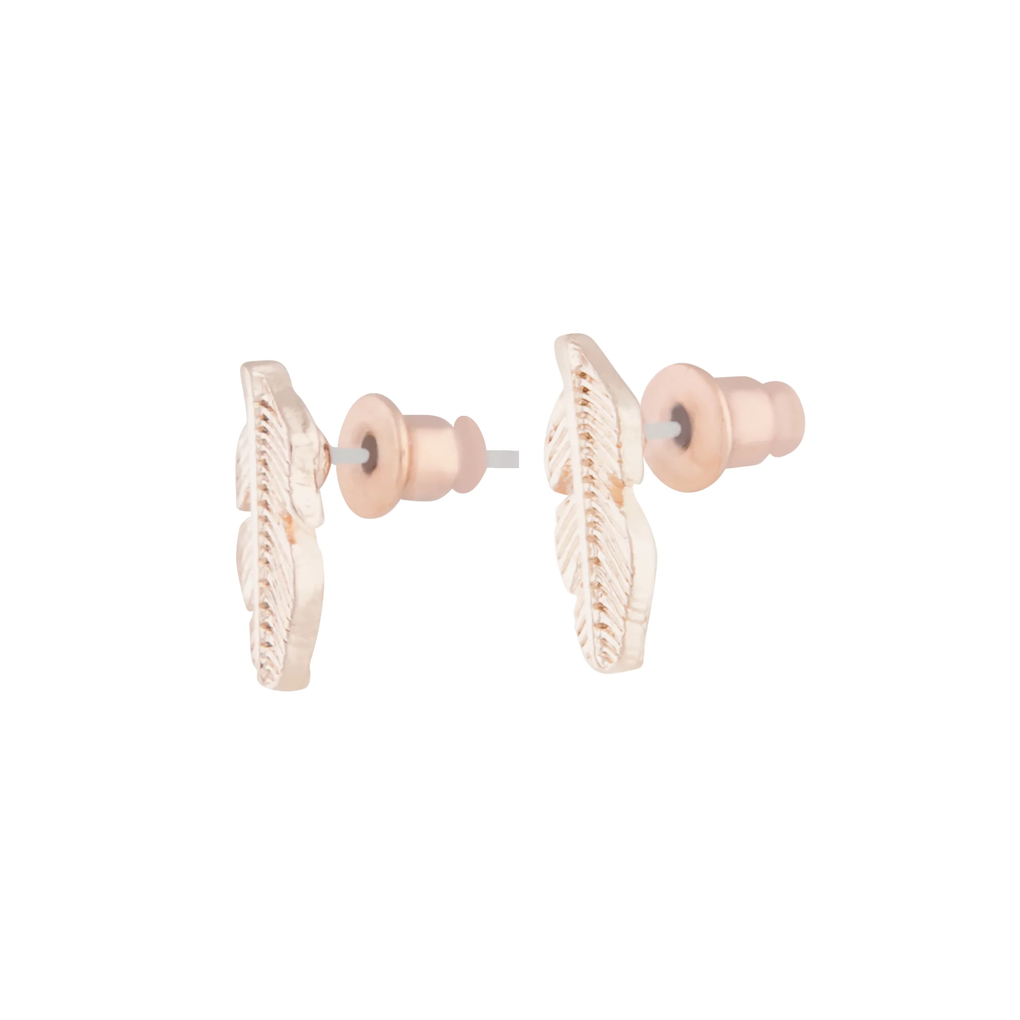 Rose Gold Dainty Leaf Stud Earrings - Image 2