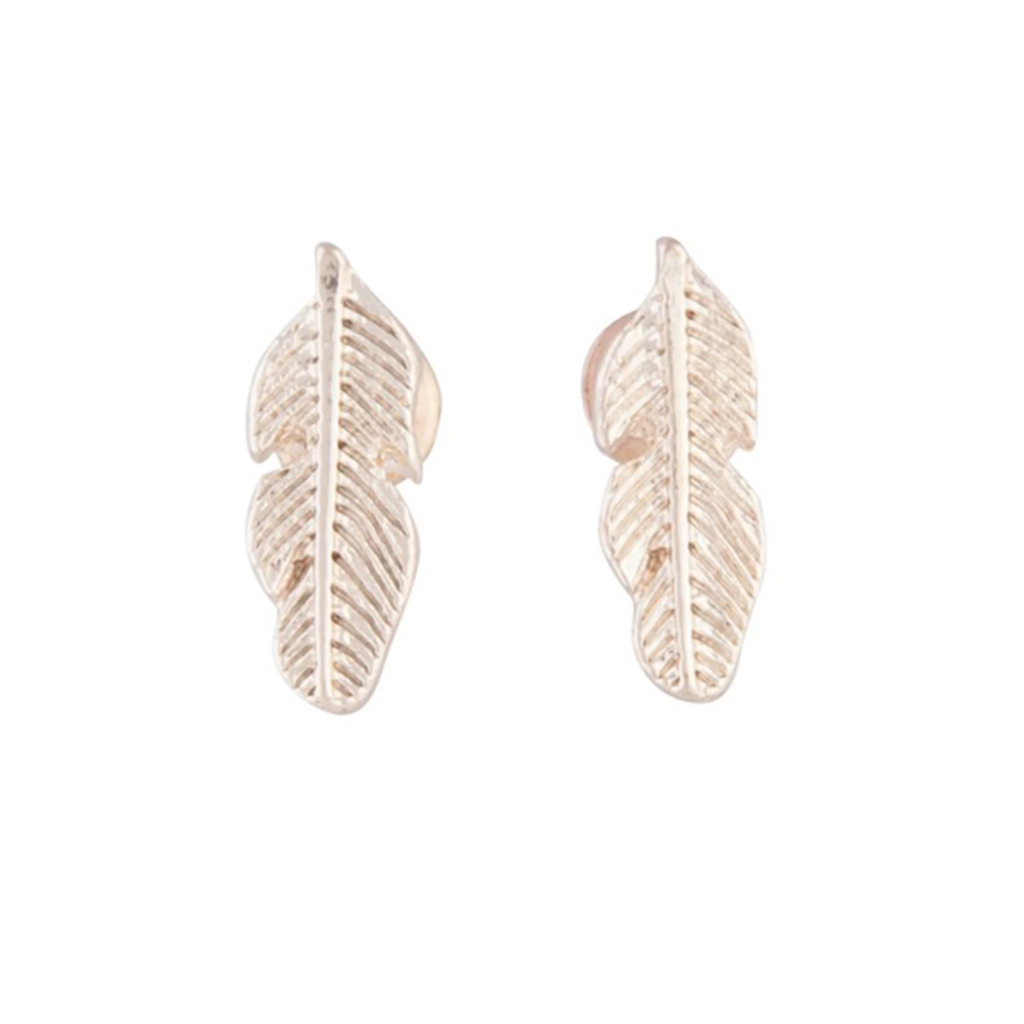 Rose Gold Dainty Leaf Stud Earrings - Image 3
