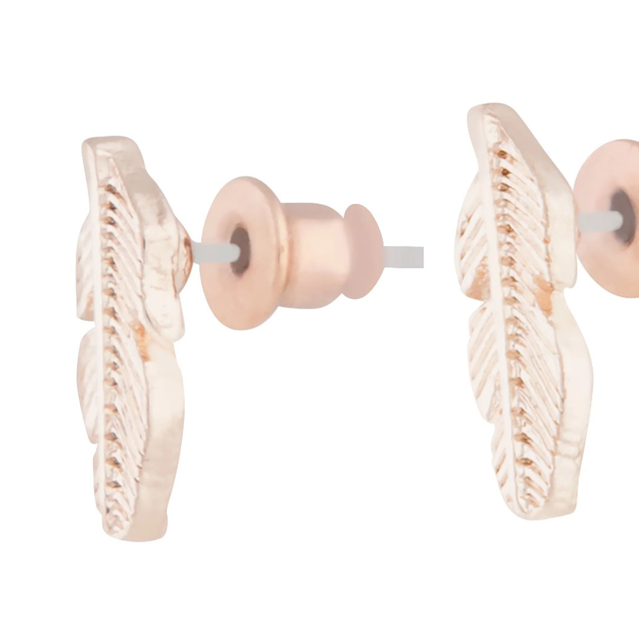Rose Gold Dainty Leaf Stud Earrings - Image 4