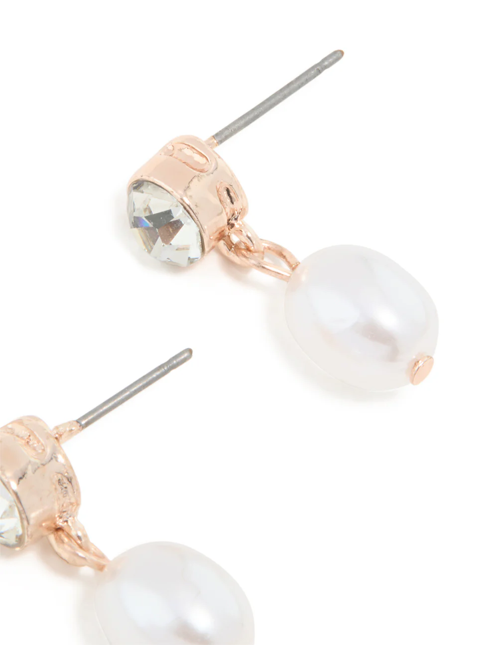 Rose Gold Pearl Drop Stone Stud Earrings - Image 5