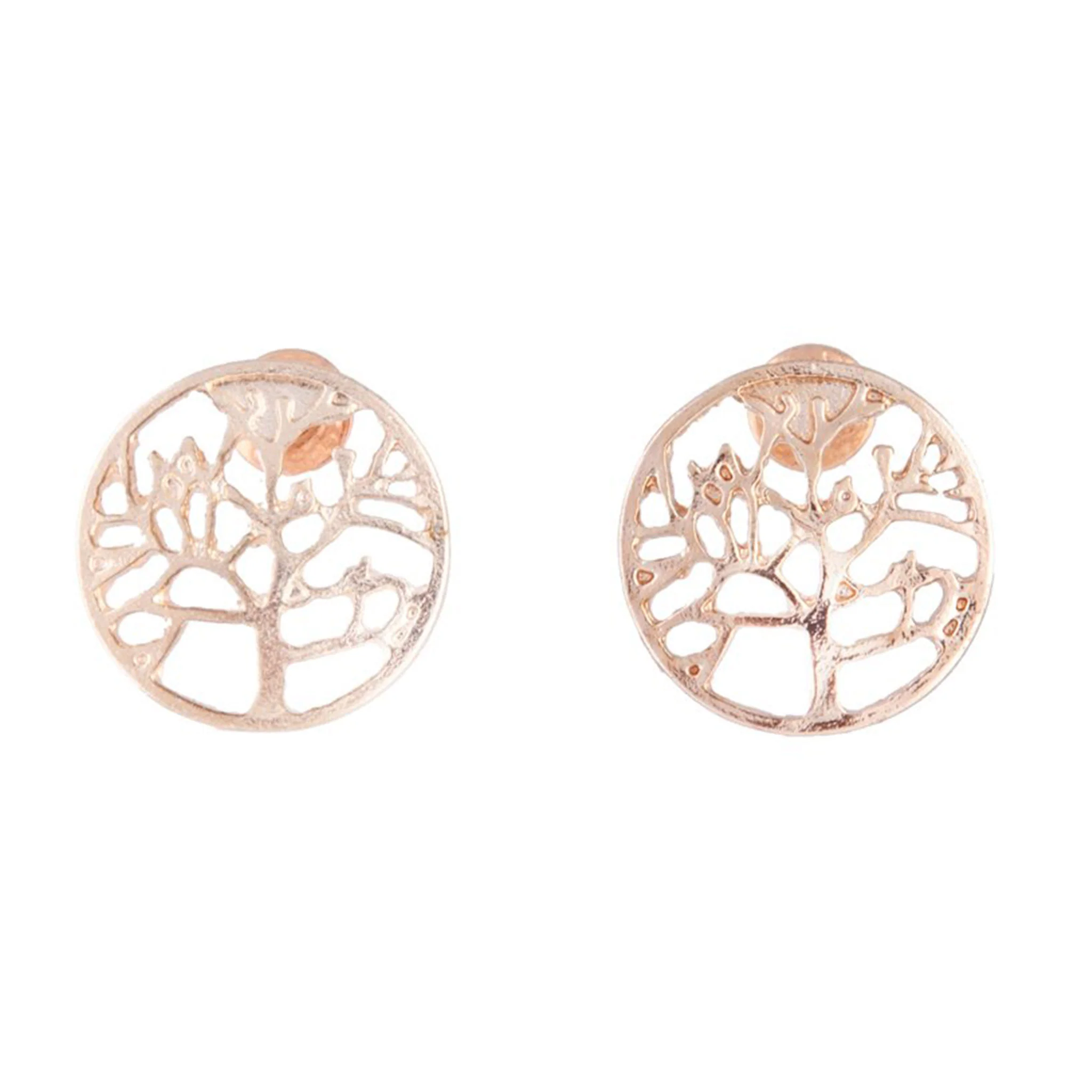 Rose Gold Tree Of Life Stud Earrings - Image 2