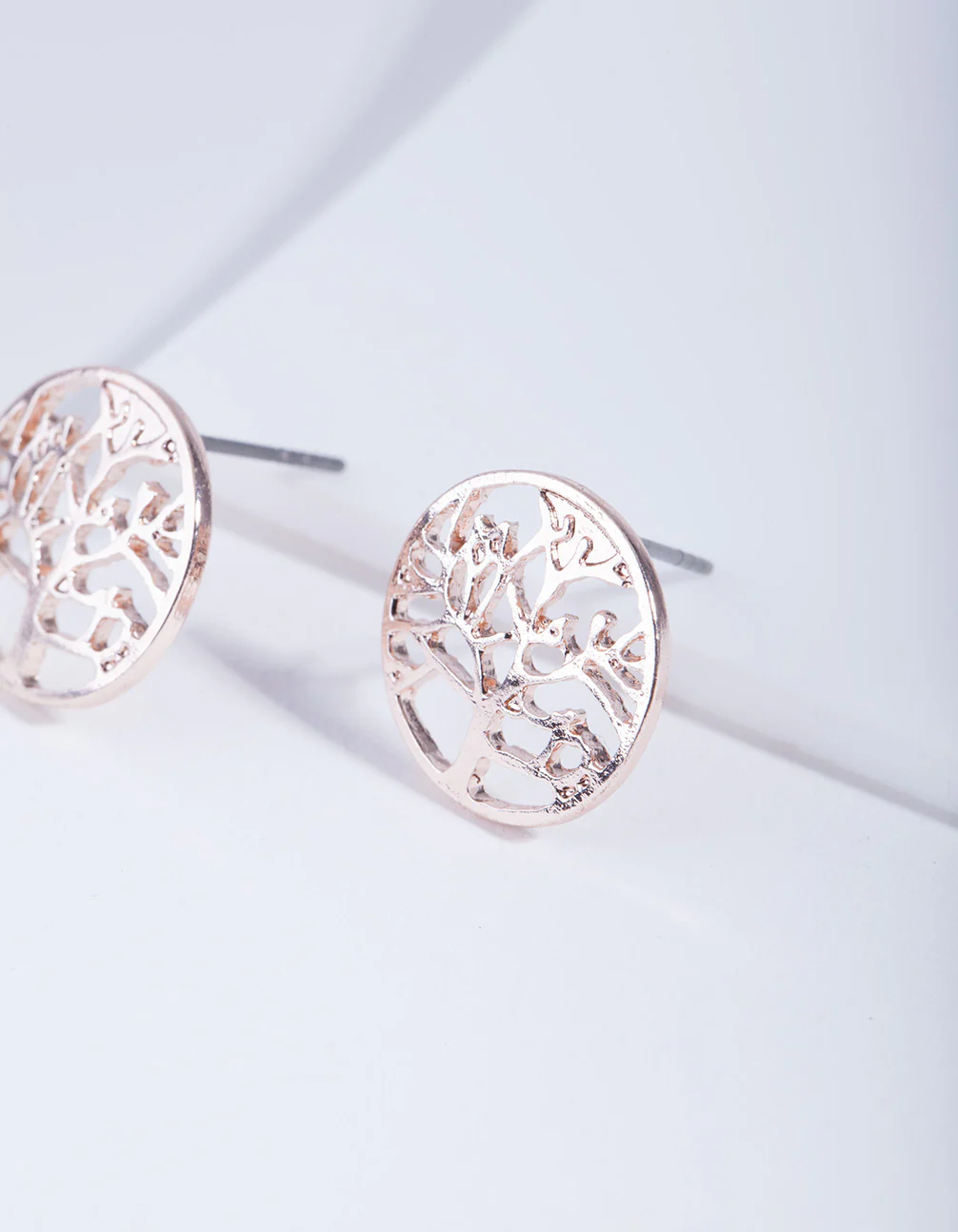 Rose Gold Tree Of Life Stud Earrings - Image 3