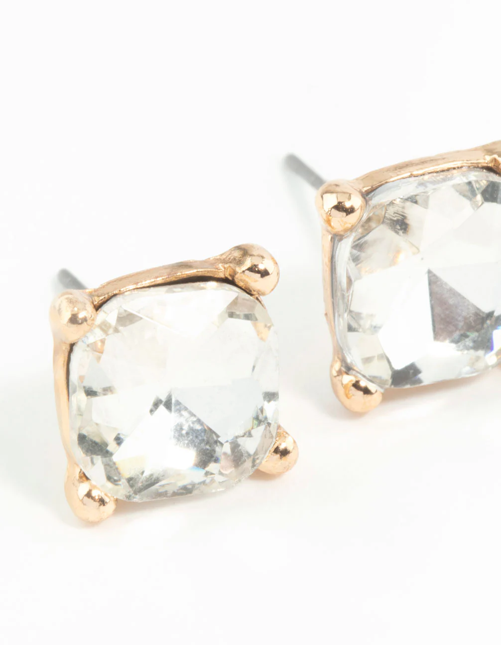 Square Diamante Set Stud Earrings - Image 2