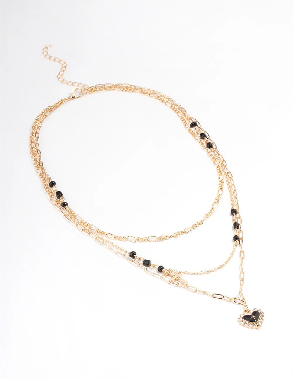 Gold Cross Heart Layered Necklace - Image 2