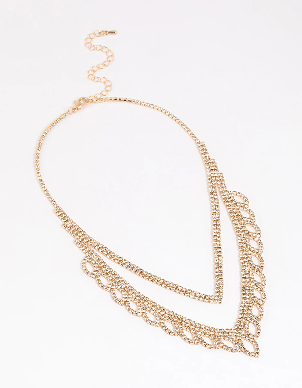 Gold Diamante Leaf Pointed Necklace - Image 2