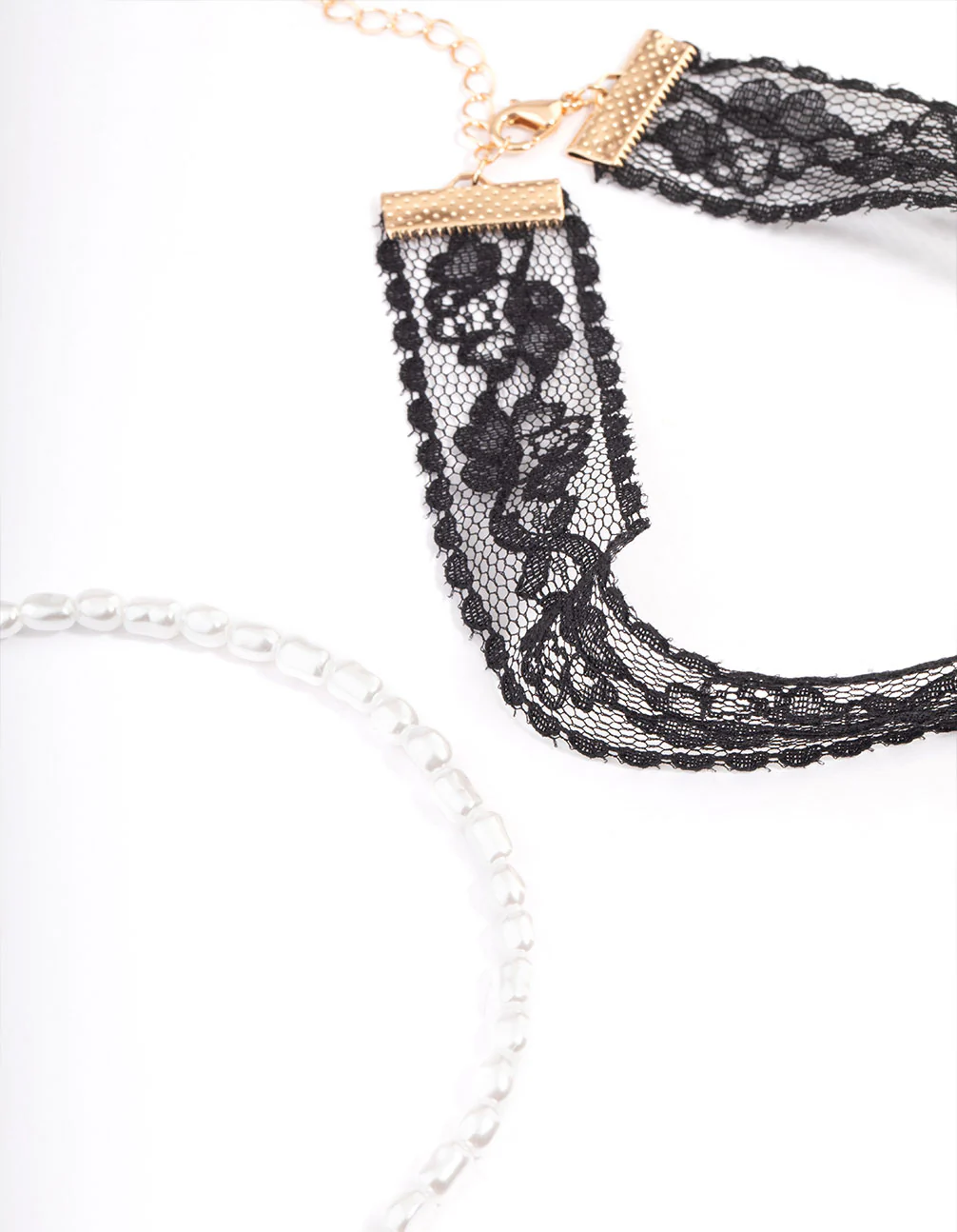 Gold Heart Pearl Lace Multi Necklace - Image 2