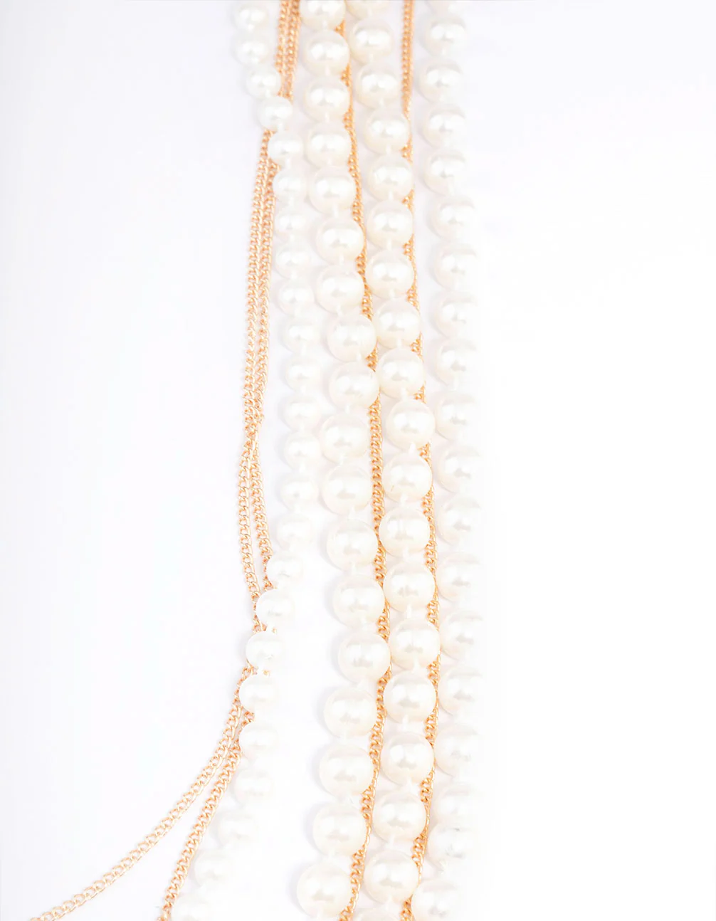 Gold Pearl Long Layered Necklace - Image 3