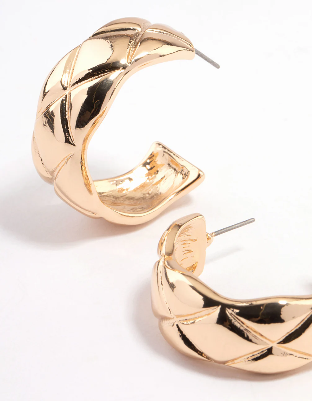 Gold Quilted Hoop Earrings - Image 2