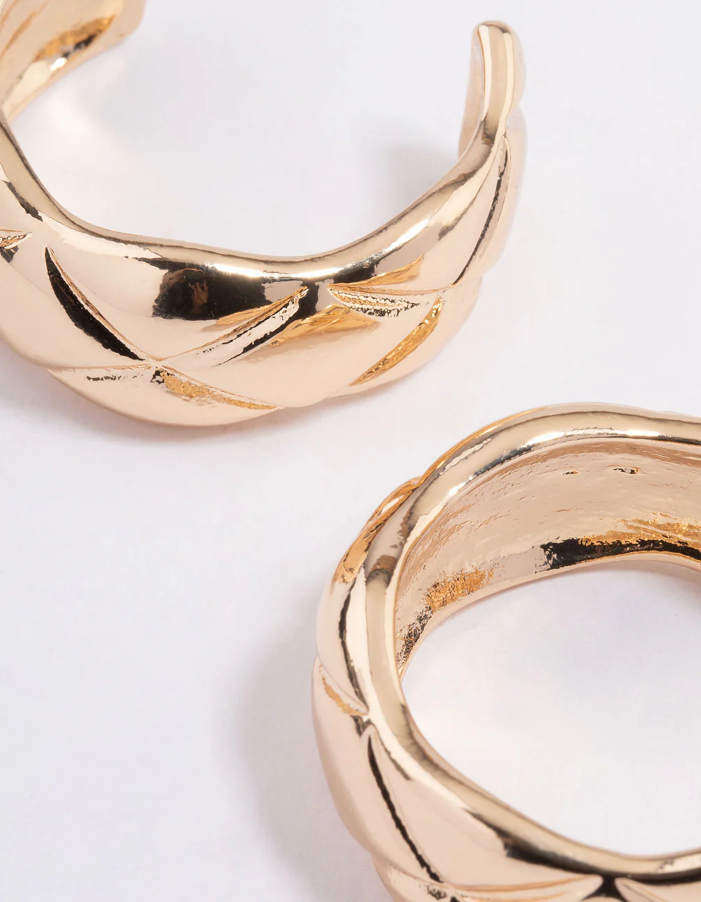 Gold Quilted Hoop Earrings - Image 3