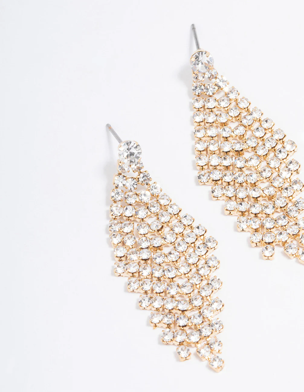 Gold Tier Diamante Drop Earrings - Image 2