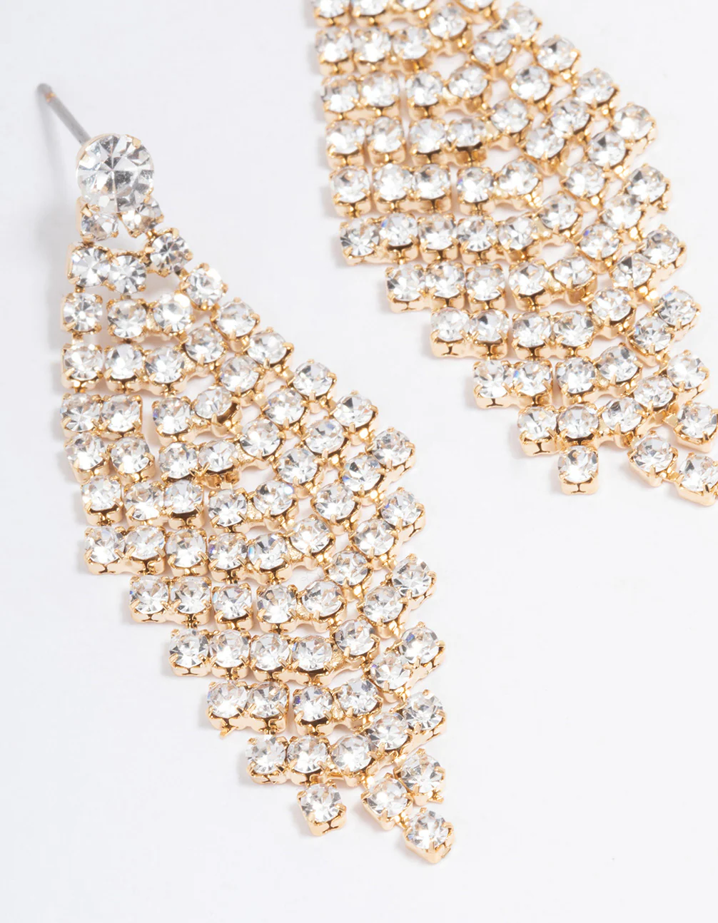 Gold Tier Diamante Drop Earrings - Image 3