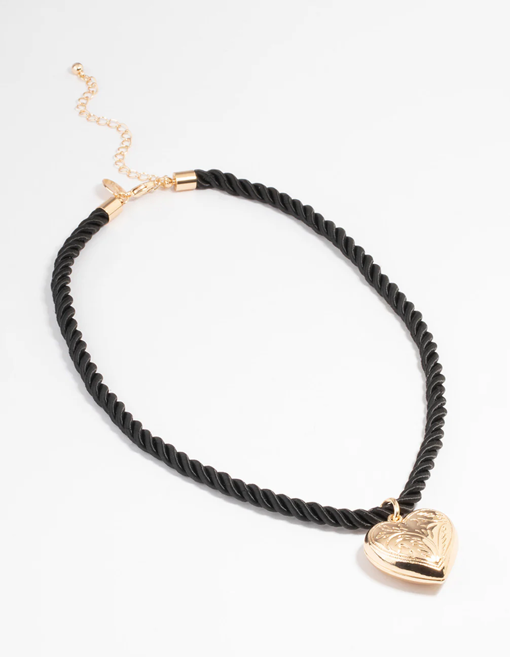 Gold Textured Heart Twist Necklace - Image 2