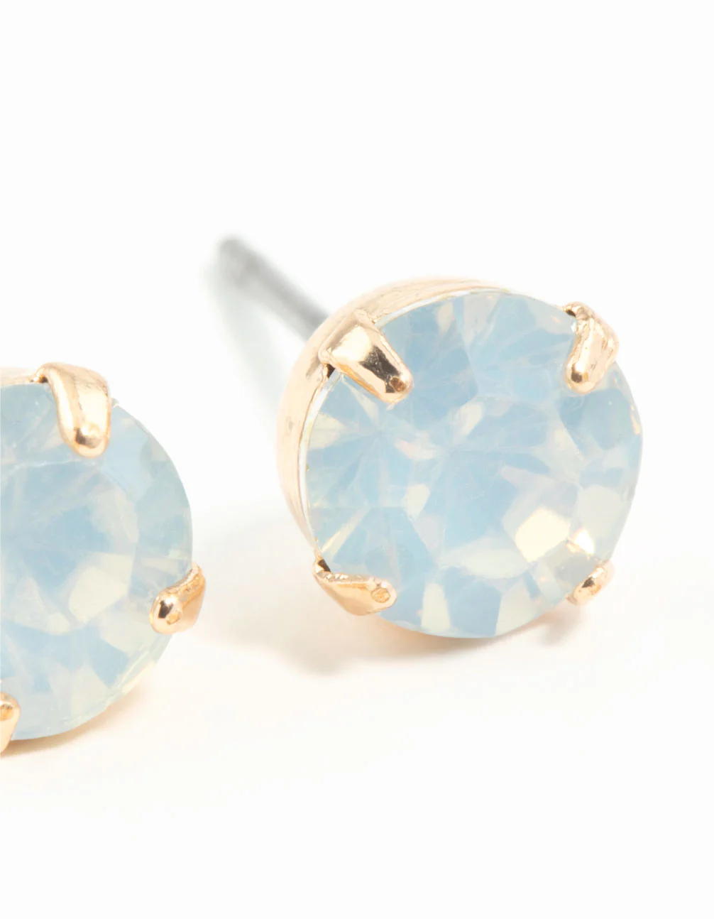Gold Four Claw Opalised Stud Earrings - Image 3