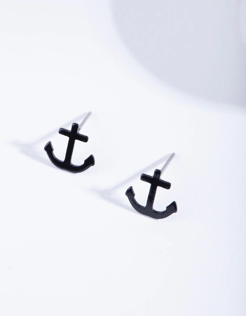 Black Anchor Stud Earrings - Image 2