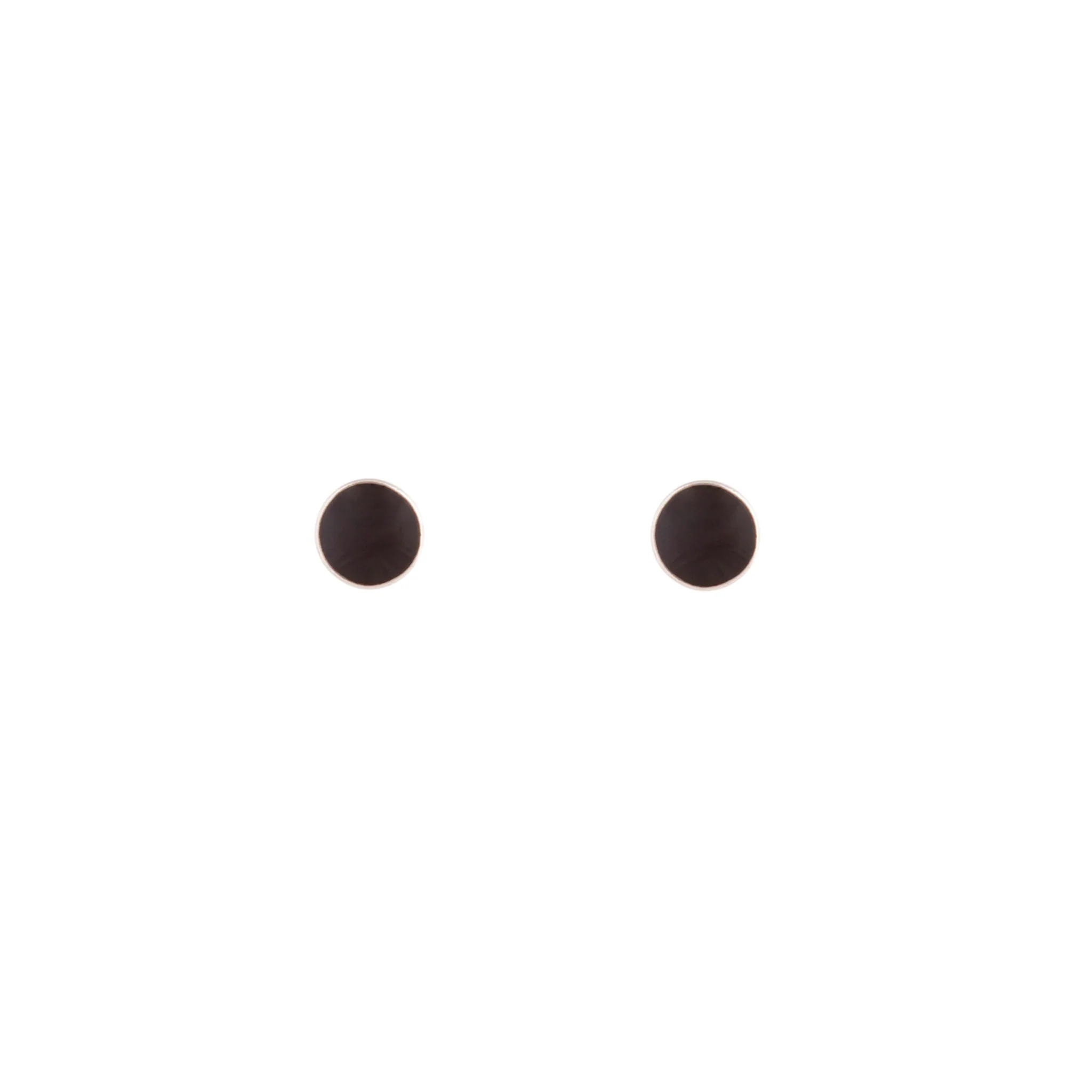 Flat Black Disc Stud Earrings - Image 6