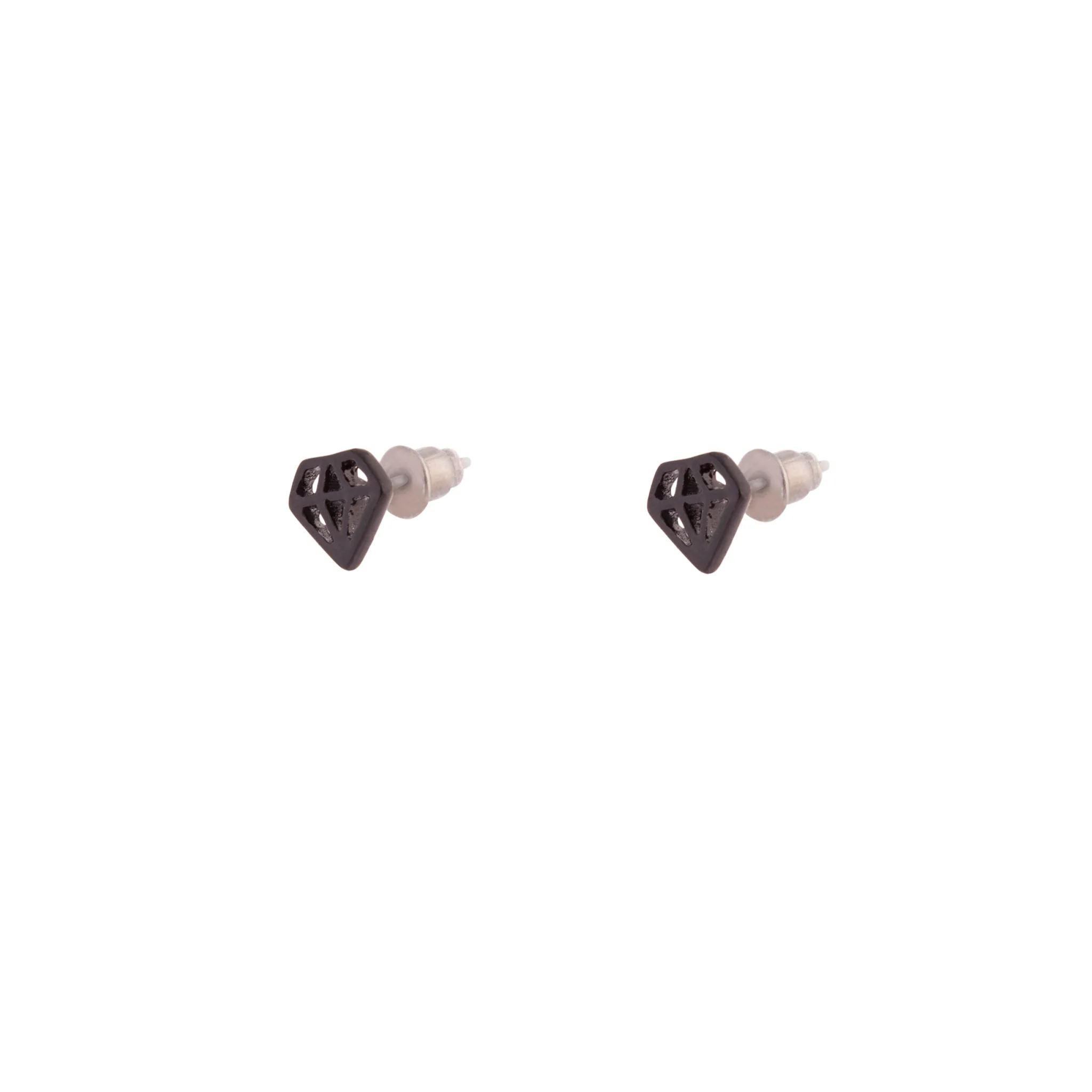 Black Diamond Cut Out Stud Earrings - Image 2