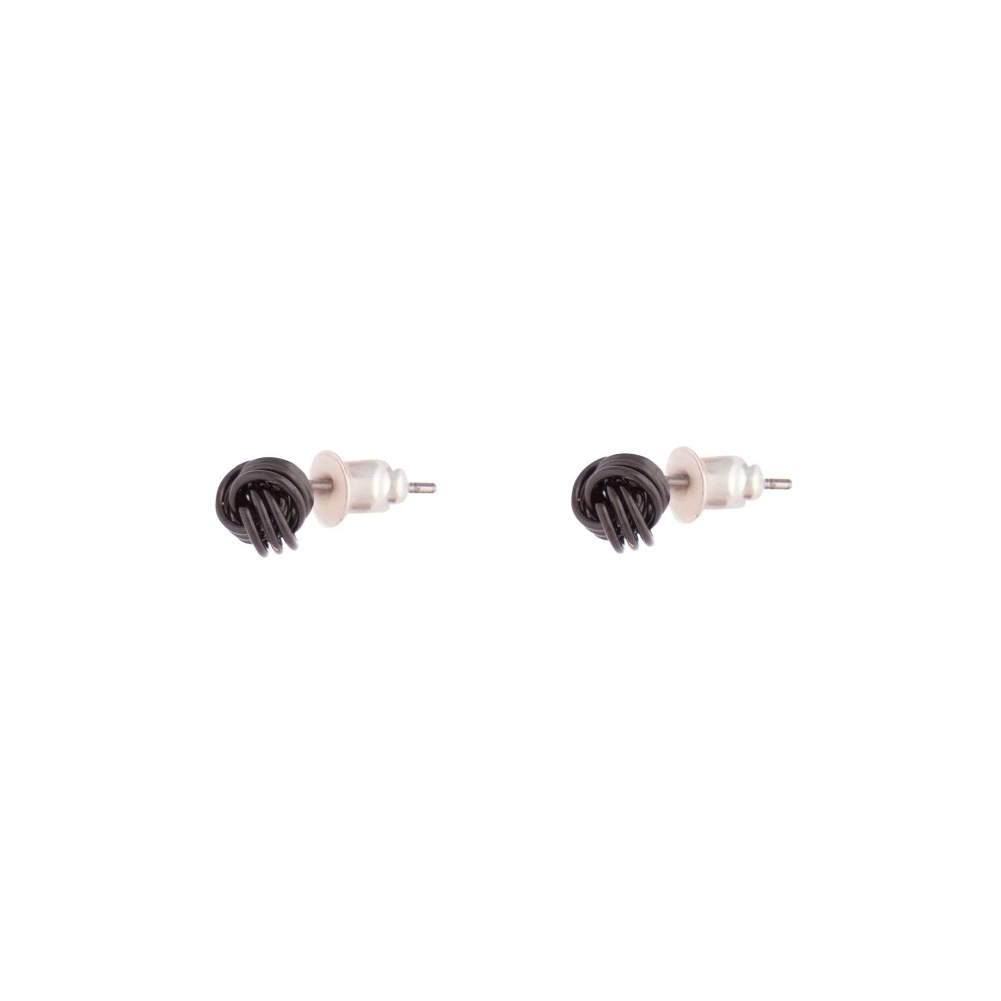 Solid Black Mini Knot Stud Earrings - Image 2