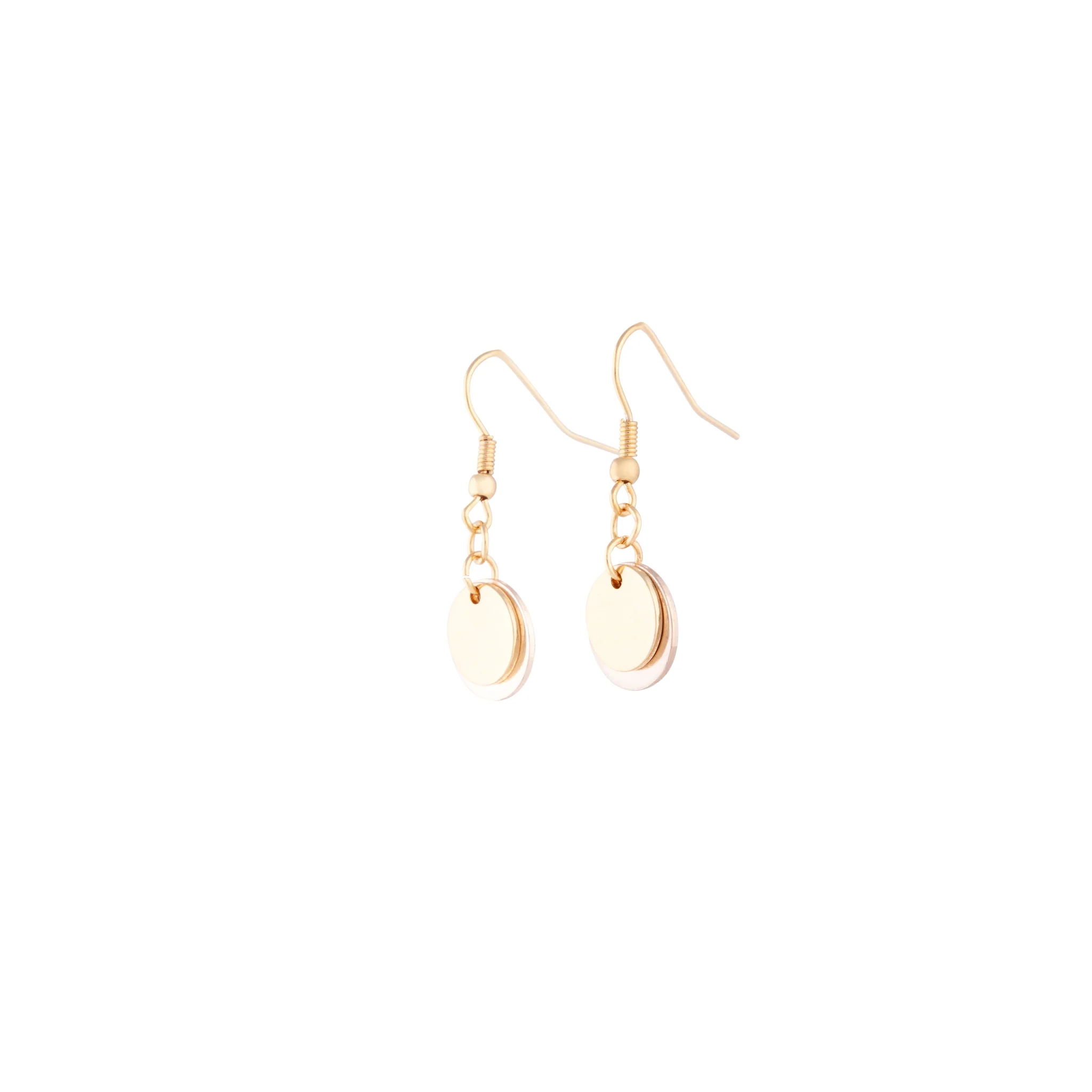 Mixed Metal Double Disc Drop Earrings - Image 2