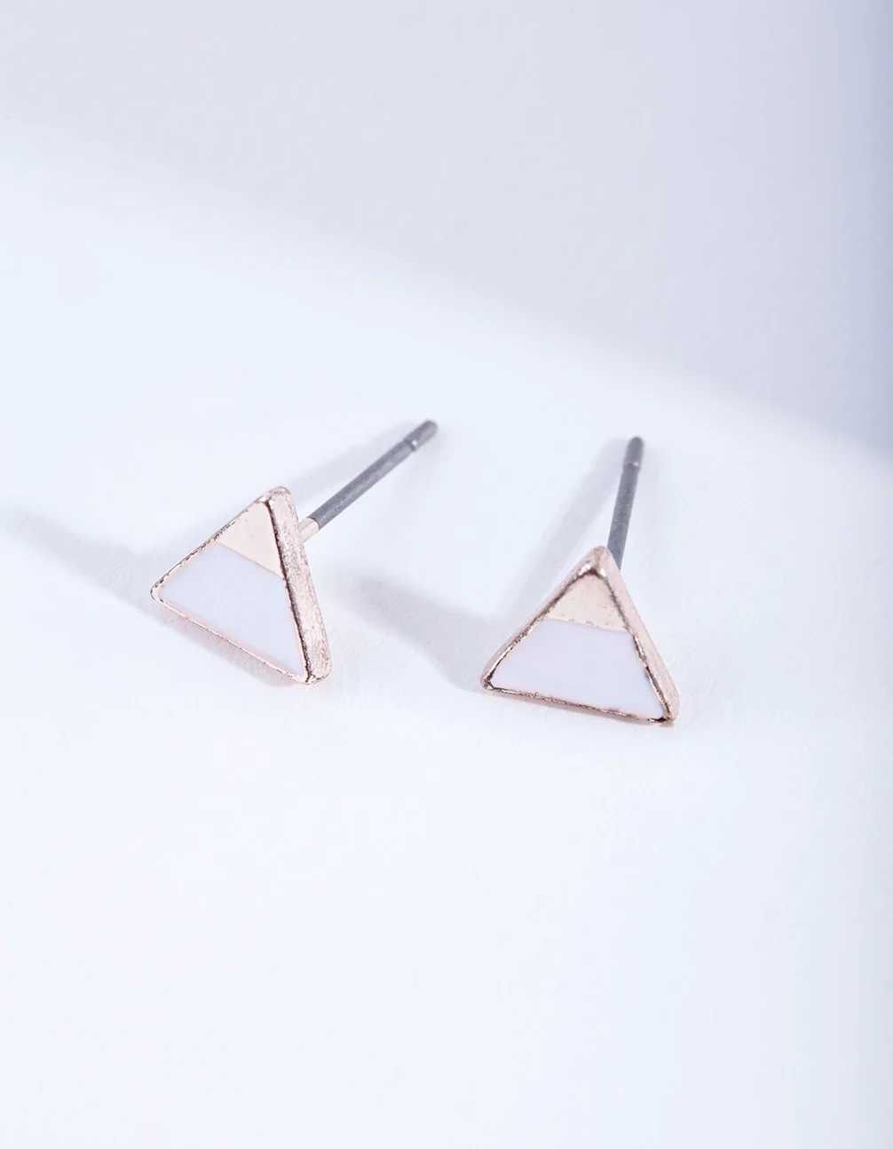 Metallic Tip Triangle Stud Earrings - Image 2