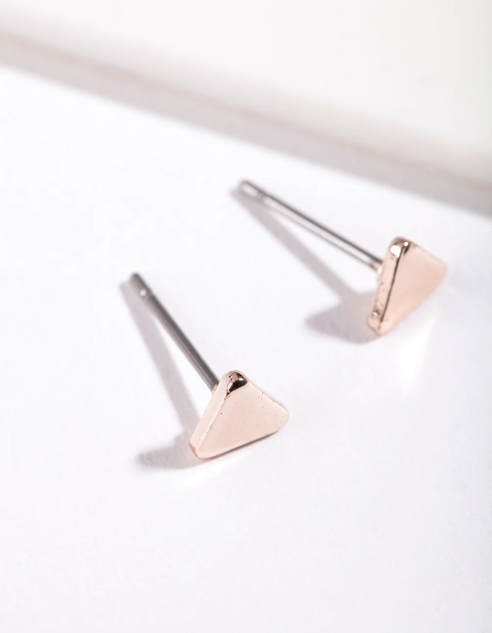 Rose Gold Mini Triangle Stud Earrings - Image 2