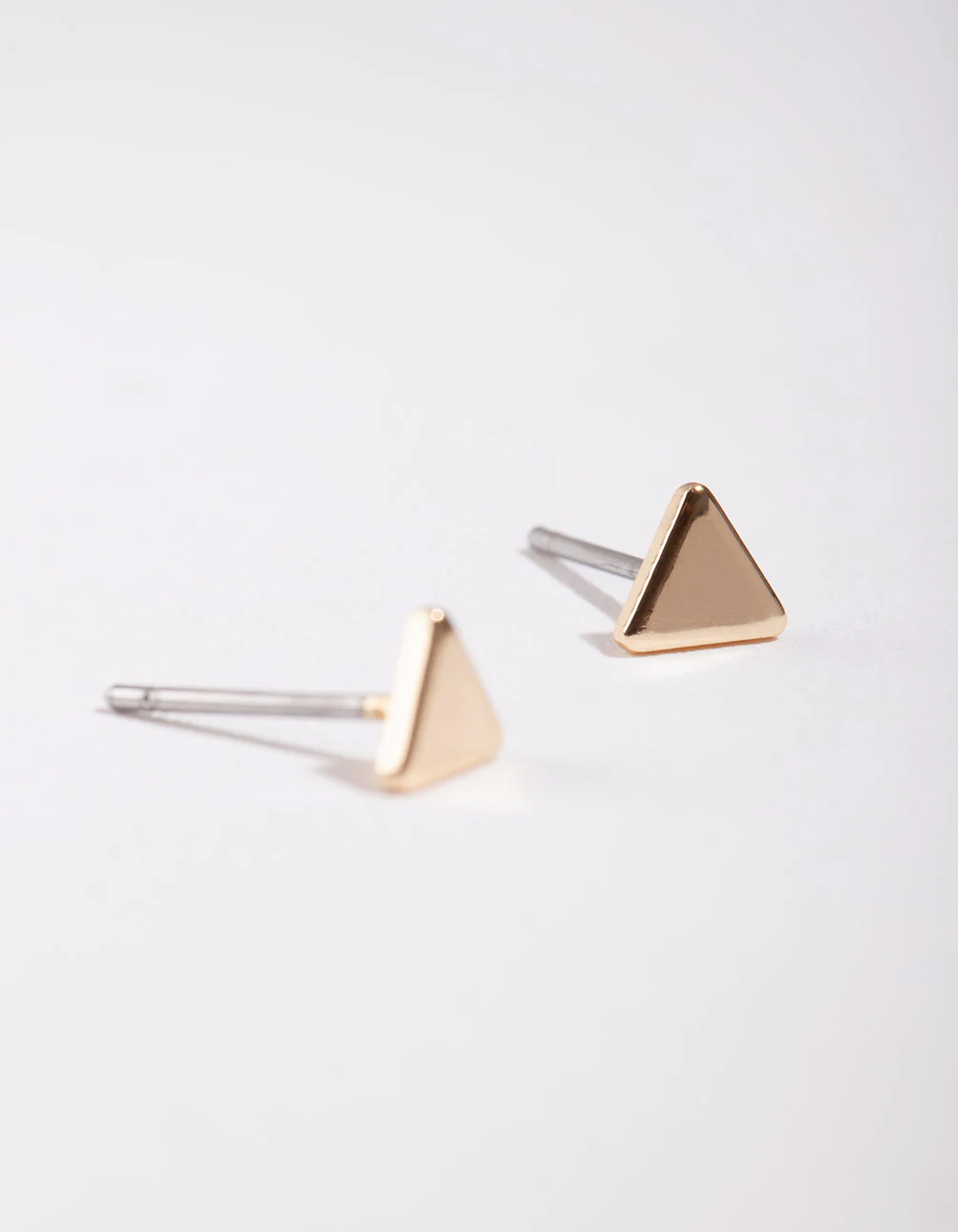 Gold Mini Triangle Stud Earrings - Image 2