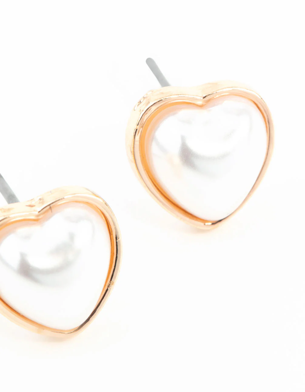 Gold Mini Pearl Heart Stud Earrings - Image 3