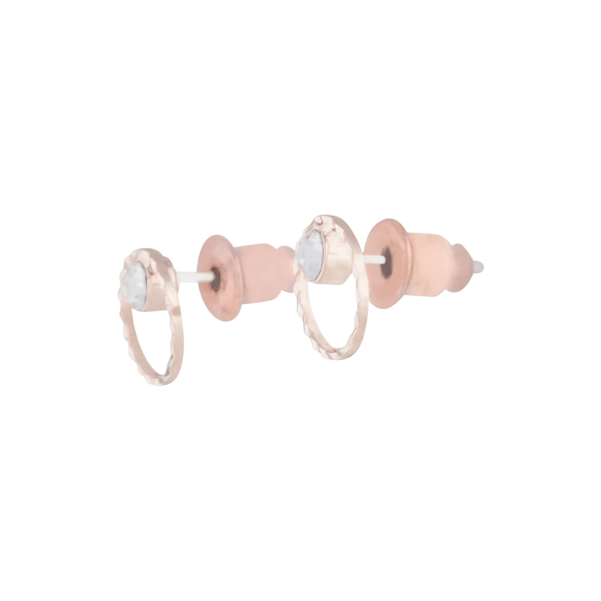 Rose Gold Circle Geo Diamante Stud Earrings - Image 2