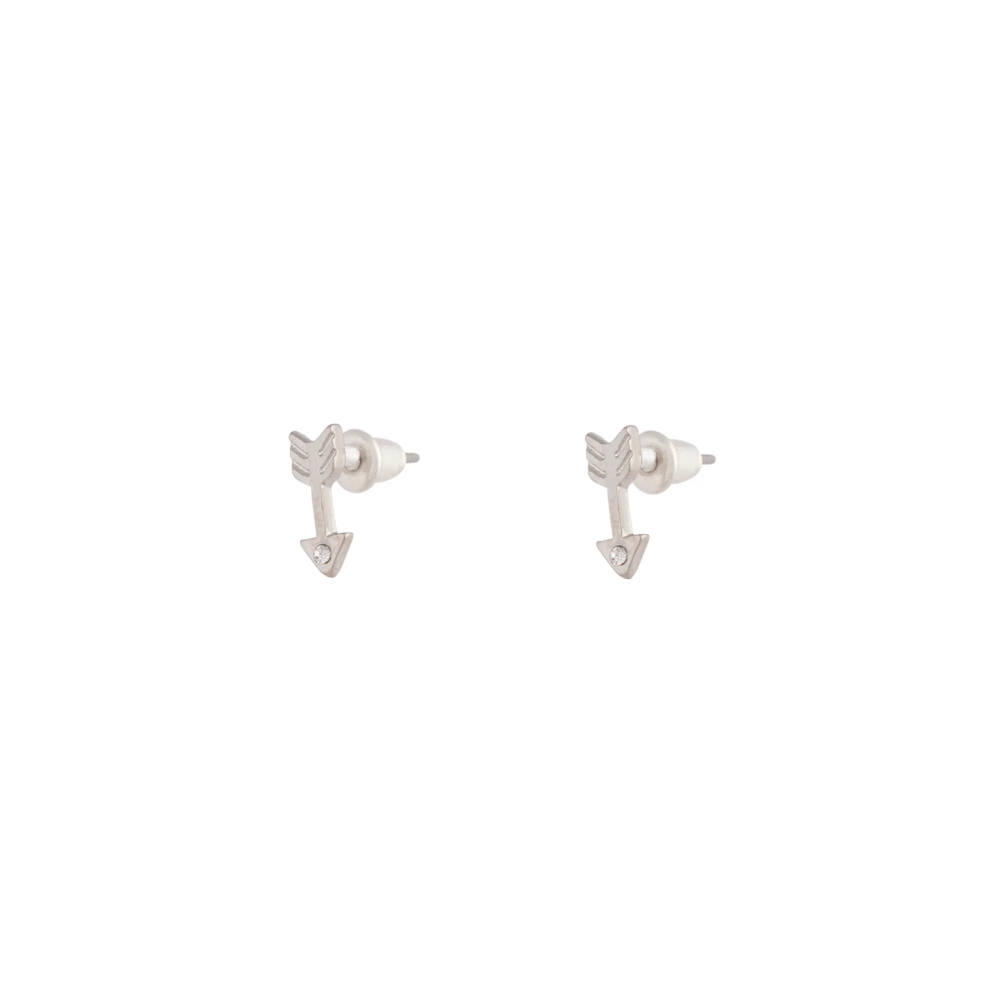 Silver Arrow Diamante Stud Earrings - Image 2