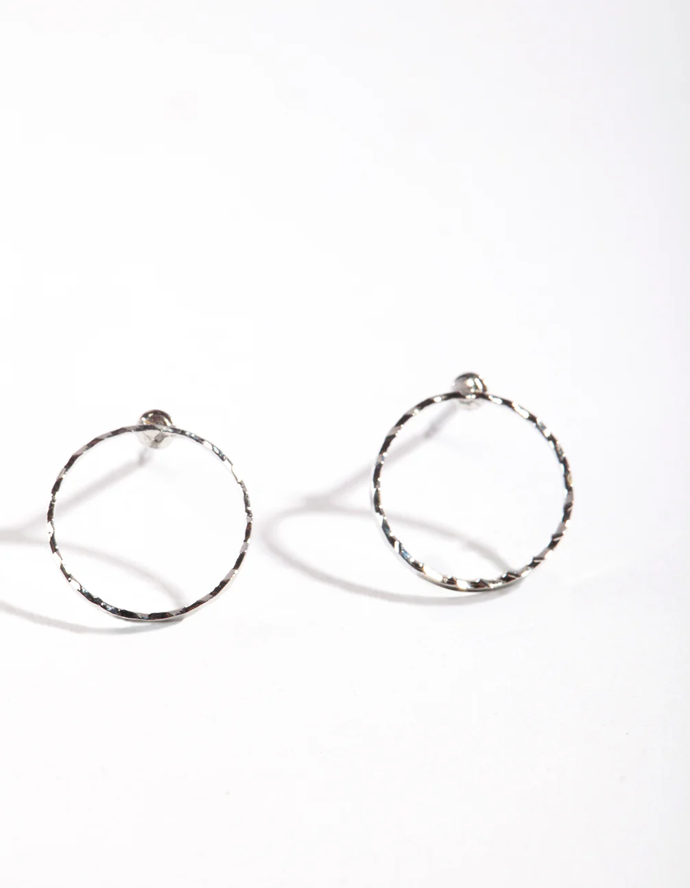 Silver Open Circle Stud Earrings - Image 2