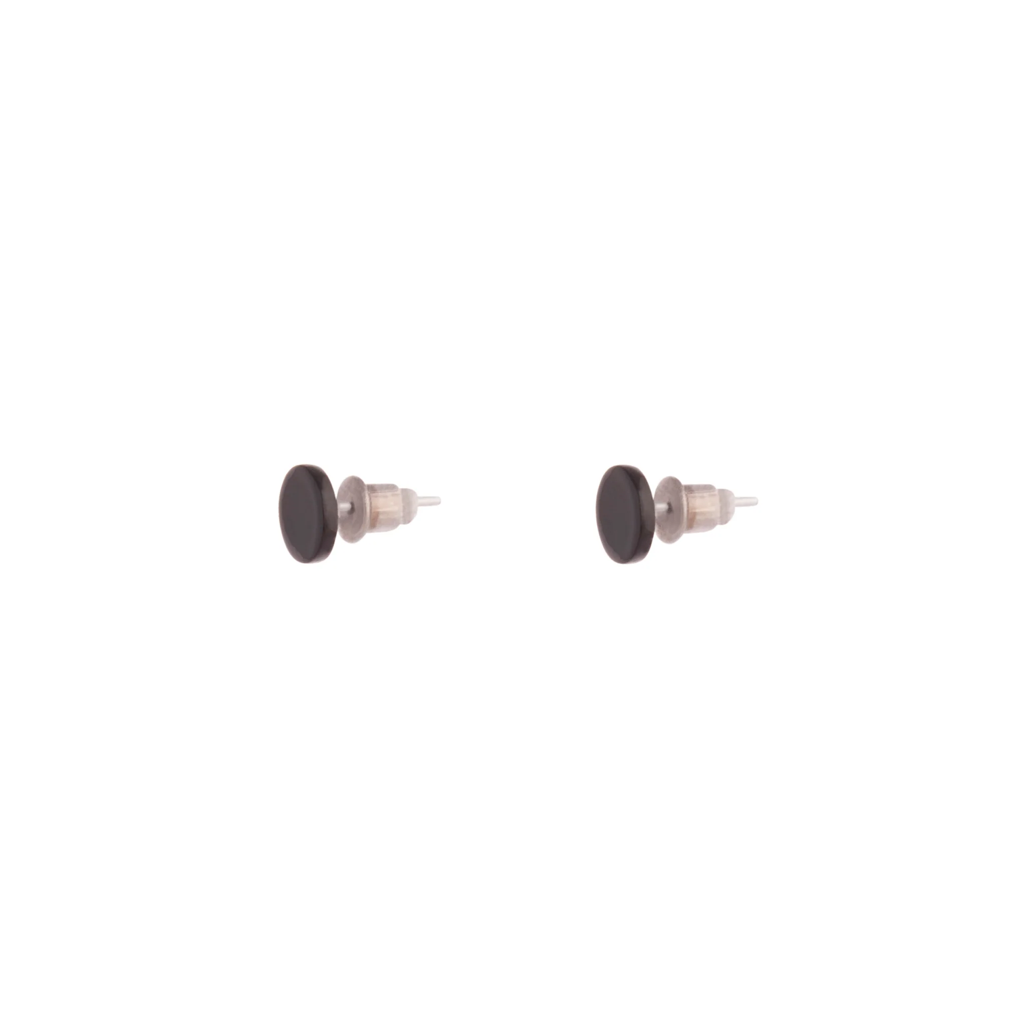 Silver Black Disc Earrings - Image 5