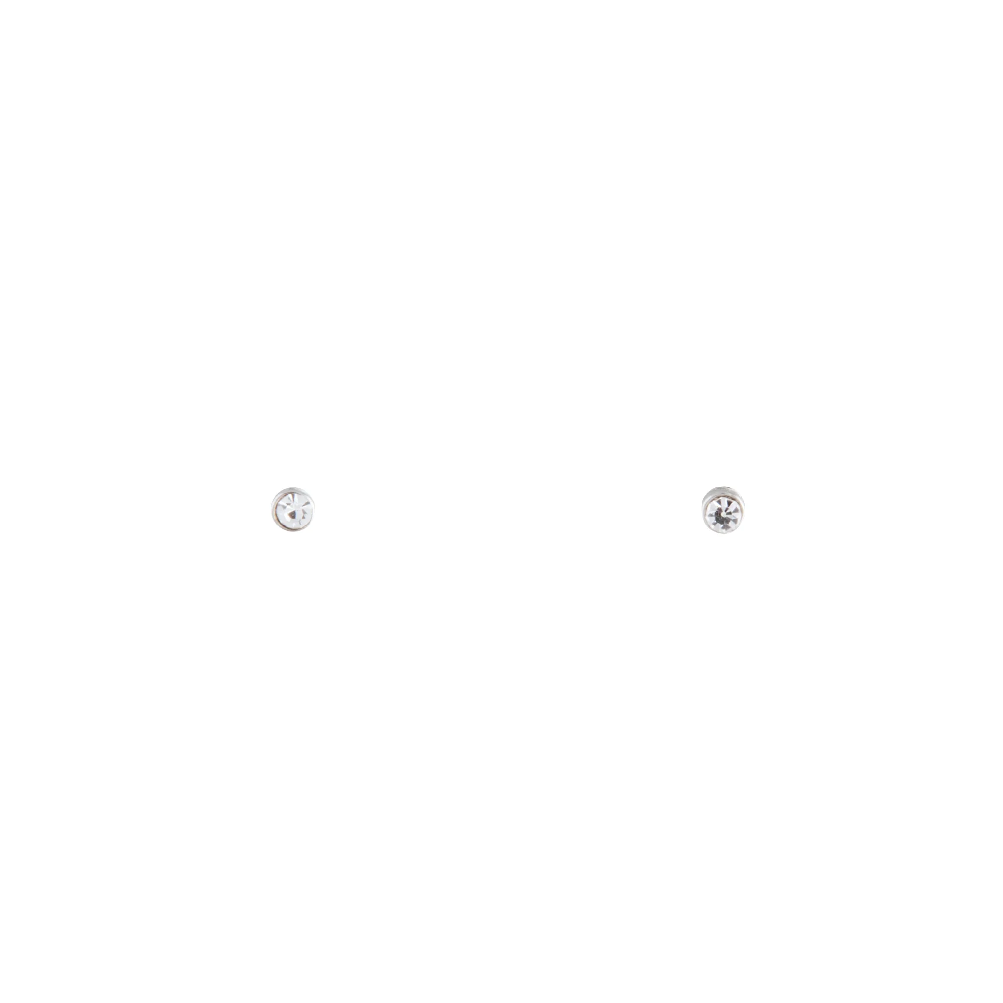 Silver Tiny Diamante Stud Earrings - Image 2