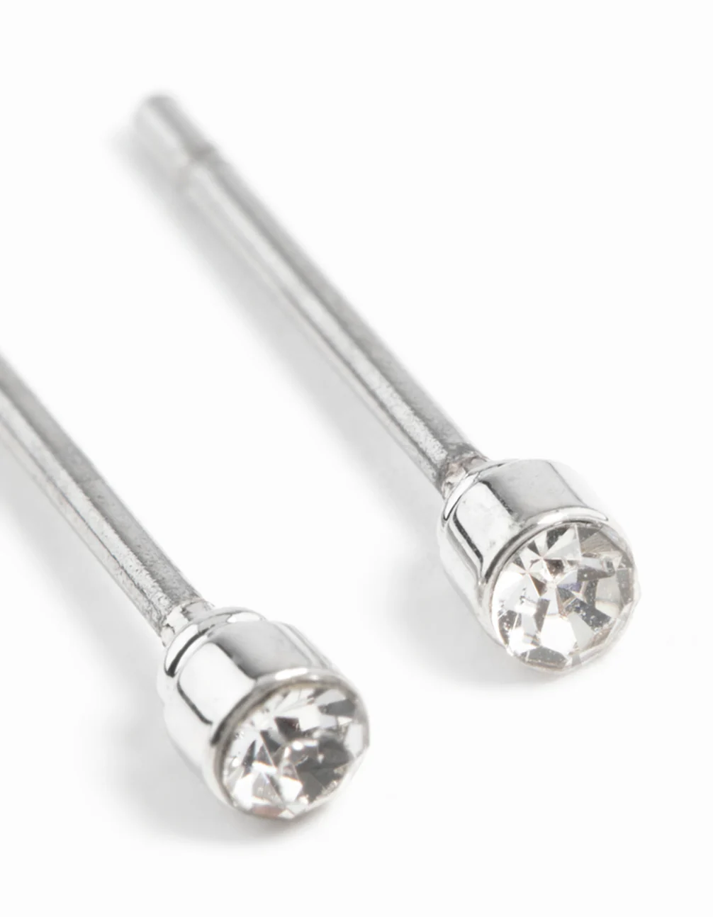 Silver Tiny Diamante Stud Earrings - Image 4