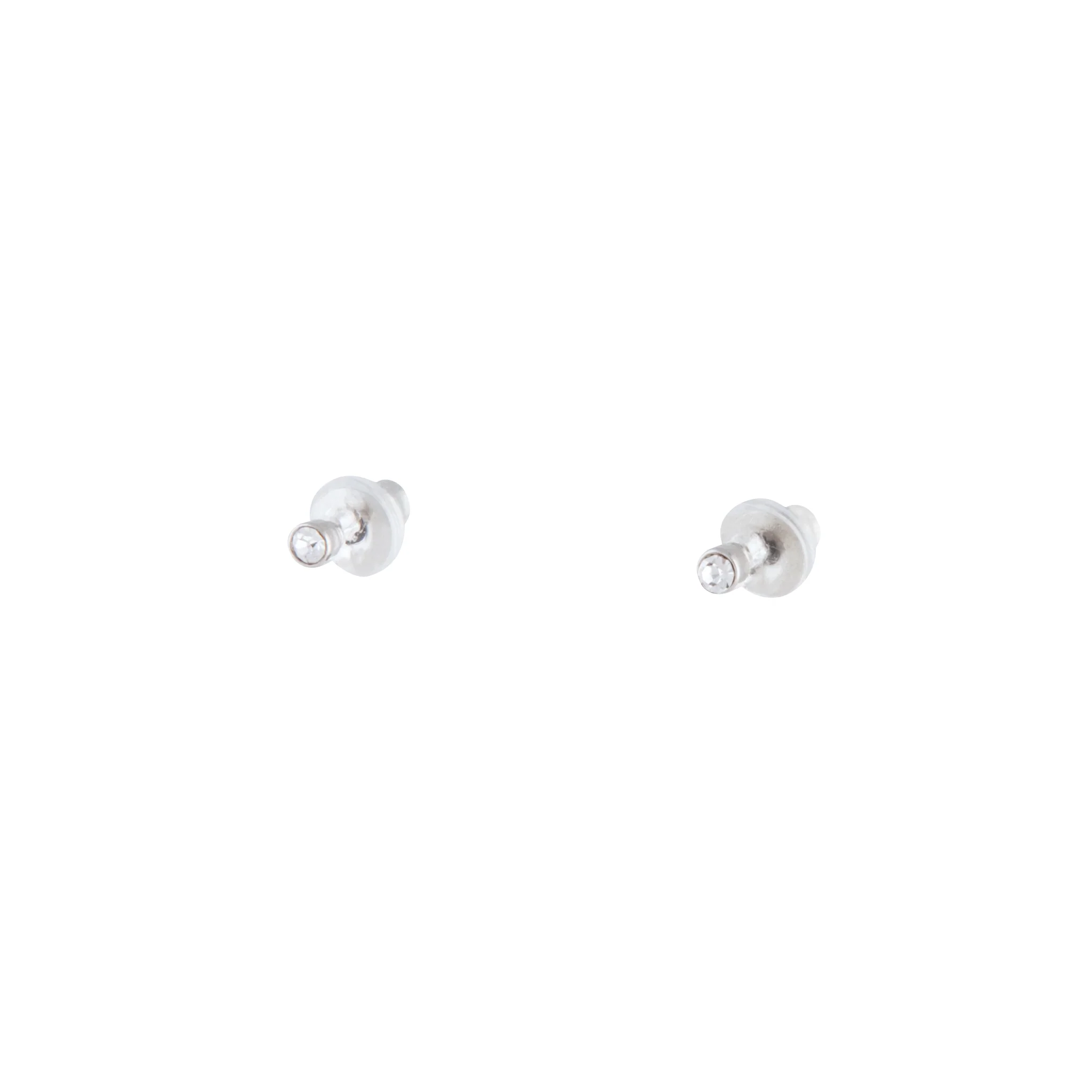 Silver Tiny Diamante Stud Earrings - Image 5