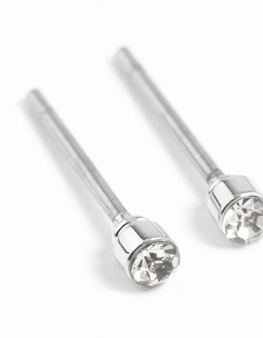 Silver Tiny Diamante Stud Earrings - Image 6