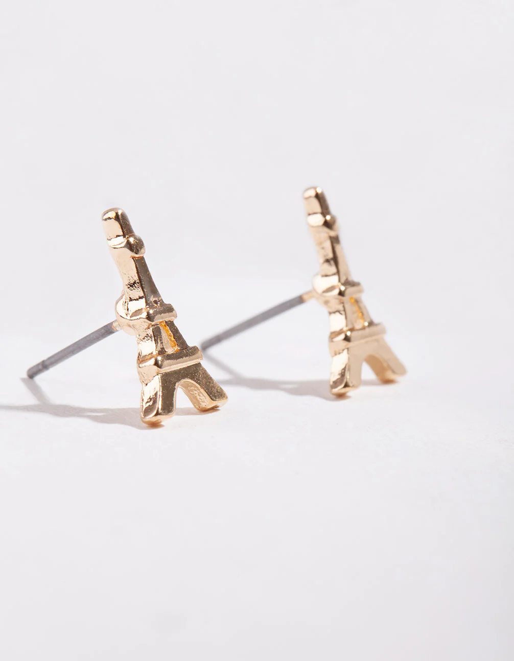 Gold Mini Eiffel Tower Stud Earrings - Image 2
